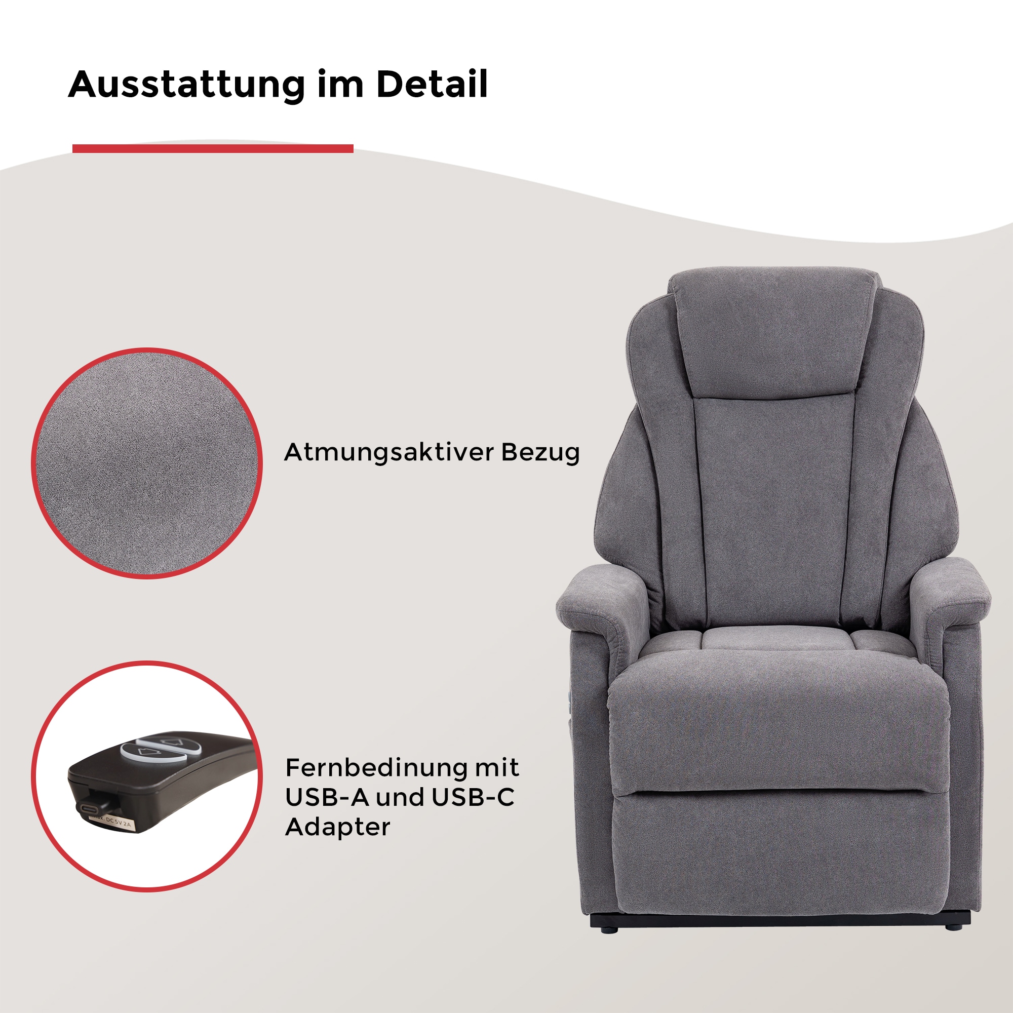 Duo Collection Fauteuil TV »Toronto XXL mit elektrischer Aufstehhilfe und Relaxfunktion« supporte jusqu'à 150kg, ressorts ensachés, suspension sur axes en acier