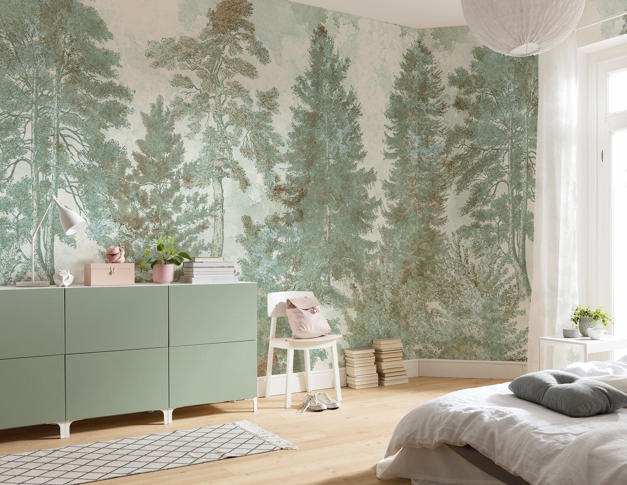 Komar Fototapete »Digitaldruck Vlies - Pale Panoramic - Grösse 400 x 250 cm«, bedruckt-floral-geblümt-gemustert-tropisch, Wohnzimmer, Schlafzimmer