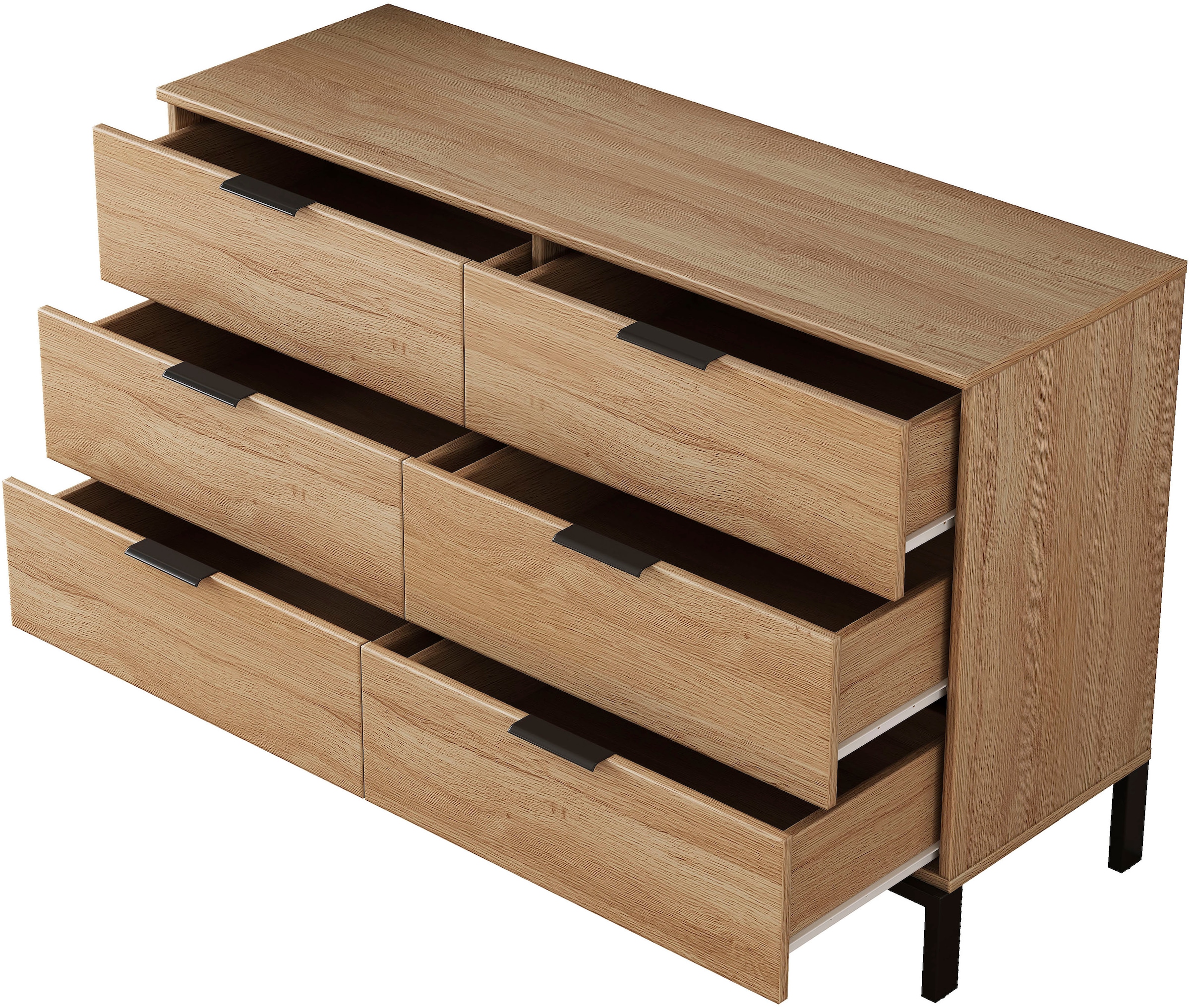 GOODproduct Kommode »Jorinde« Melaminoberfläche, flexibler Stauraum und robustes Metallgestell