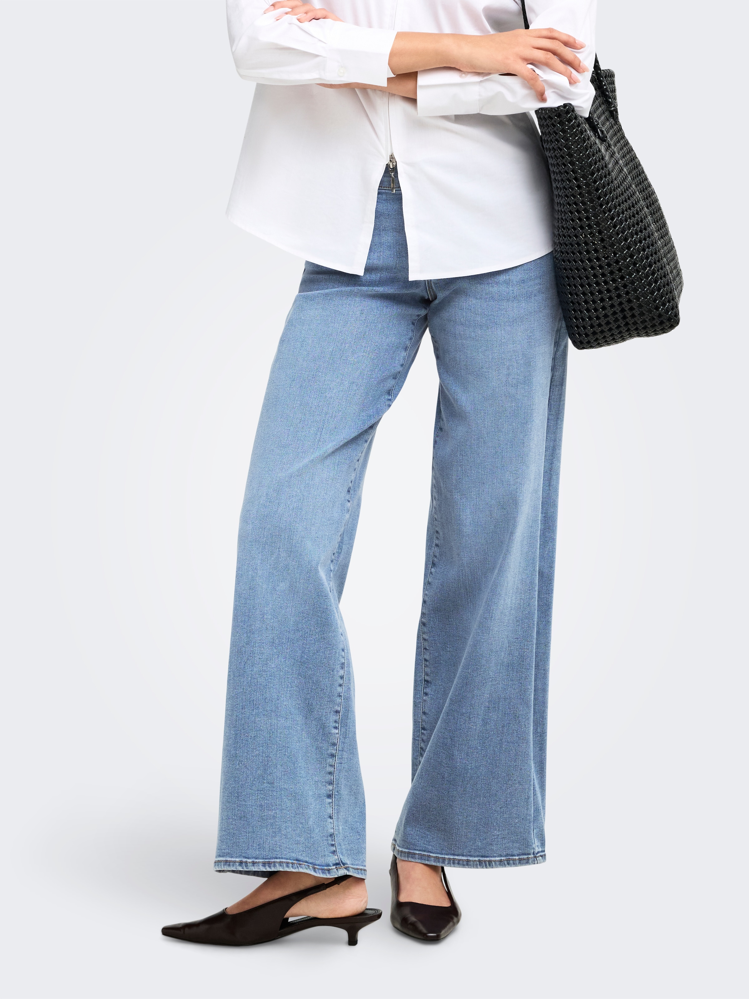 Image of ONLY Weite Jeans "ONLLILO REG WIDE DNM PIM BF" Baumwollmischung, wide fit