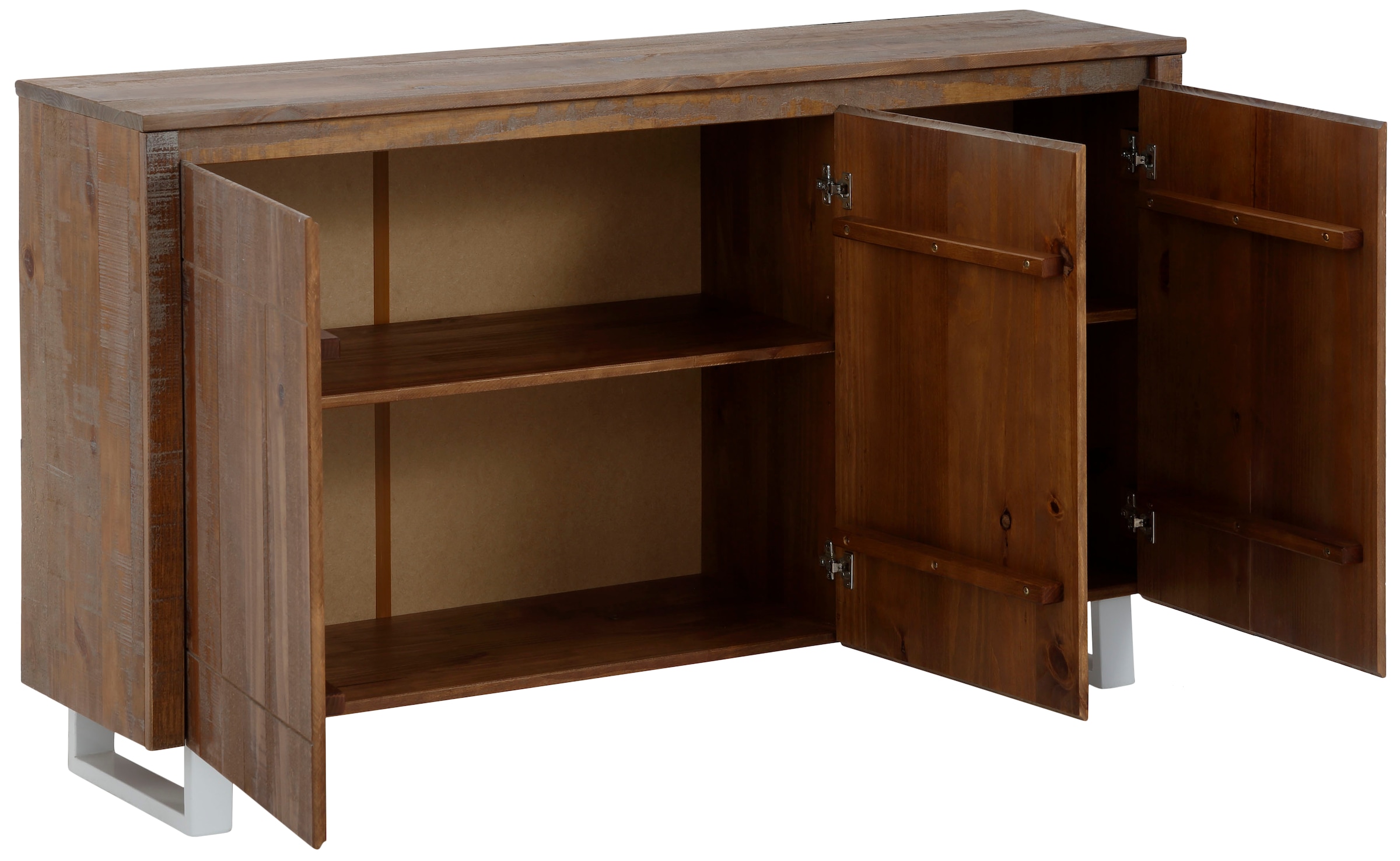 GOODproduct Sideboard »Lagos« Kommode aus massivem Kiefernholz, mit weiss lackiertem Beingestell