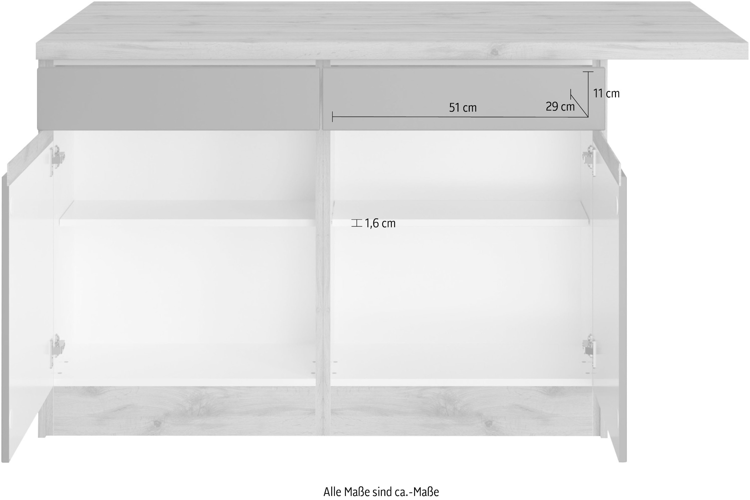 KOCHSTATION Kücheninsel »KS-Riesa« Breite 153 cm, Tiefe 100 cm, MDF-Fronten