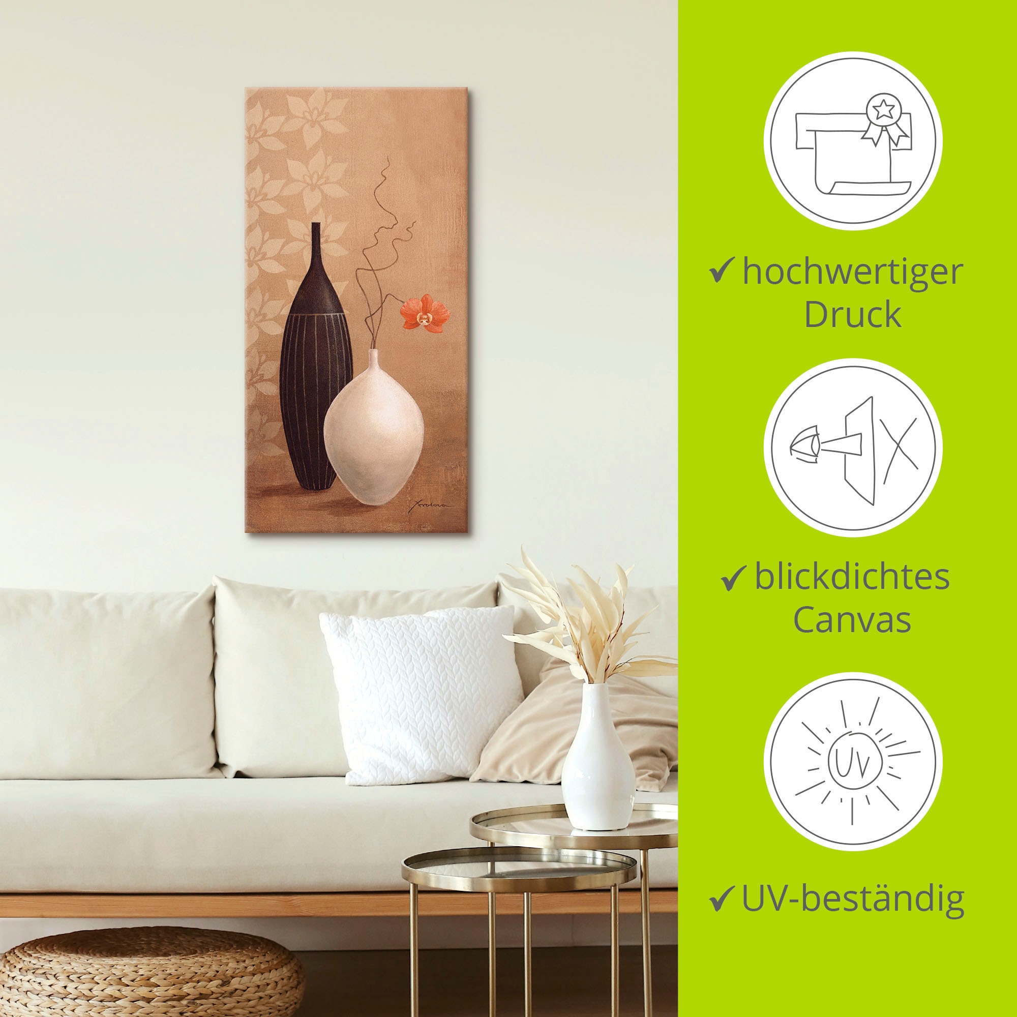Artland Wandbild »Schmalhalsvase«, Vasen & Töpfe, (1 St.), als Alubild, Outdoorbild, Leinwandbild, Wandaufkleber, versch. Grössen