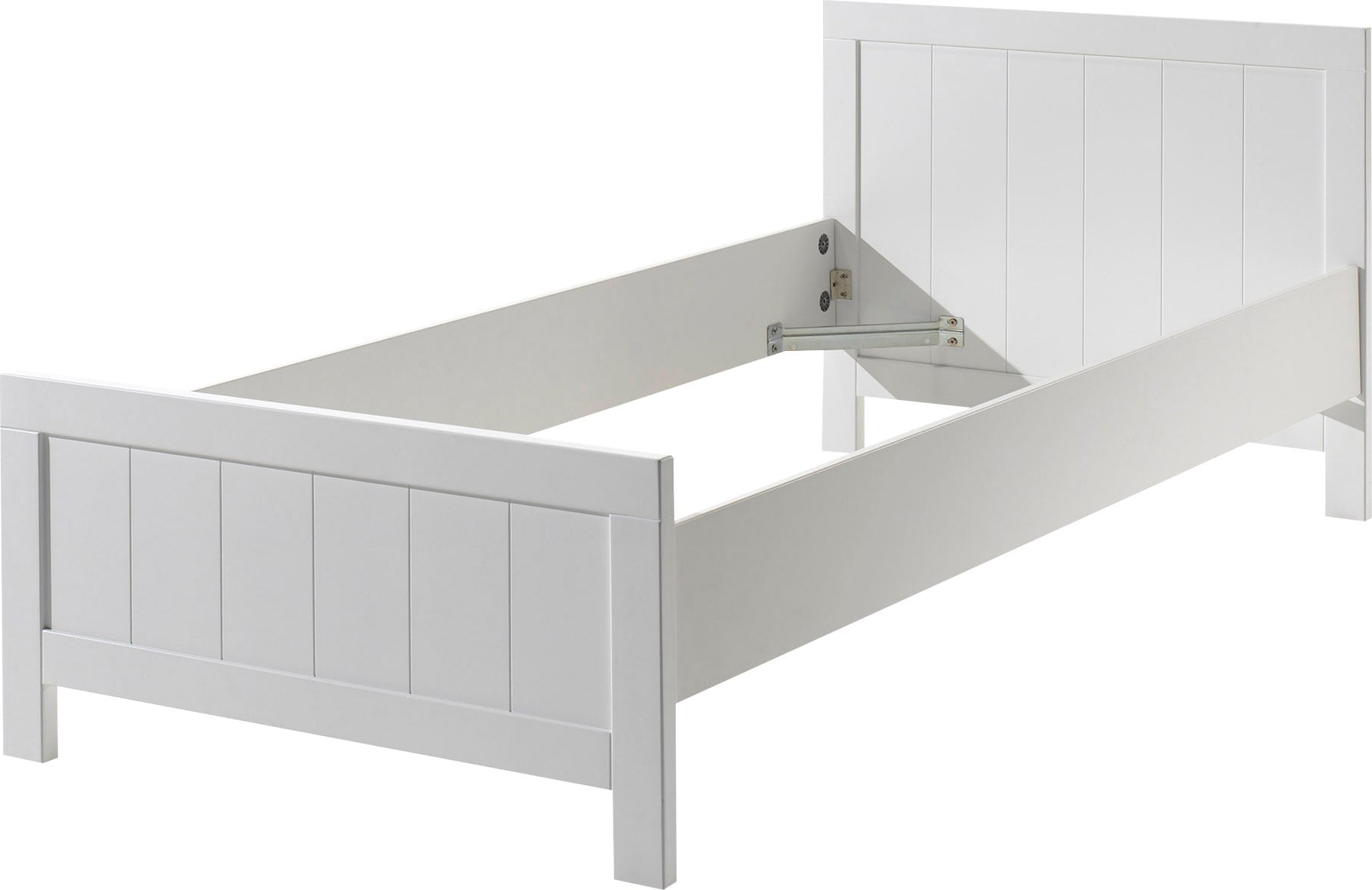 Vipack Einzelbett Made in Europe,  Einzelbett in Landaus Optik mit Liegefläche 90 x 200 cm, Weiss lackiert