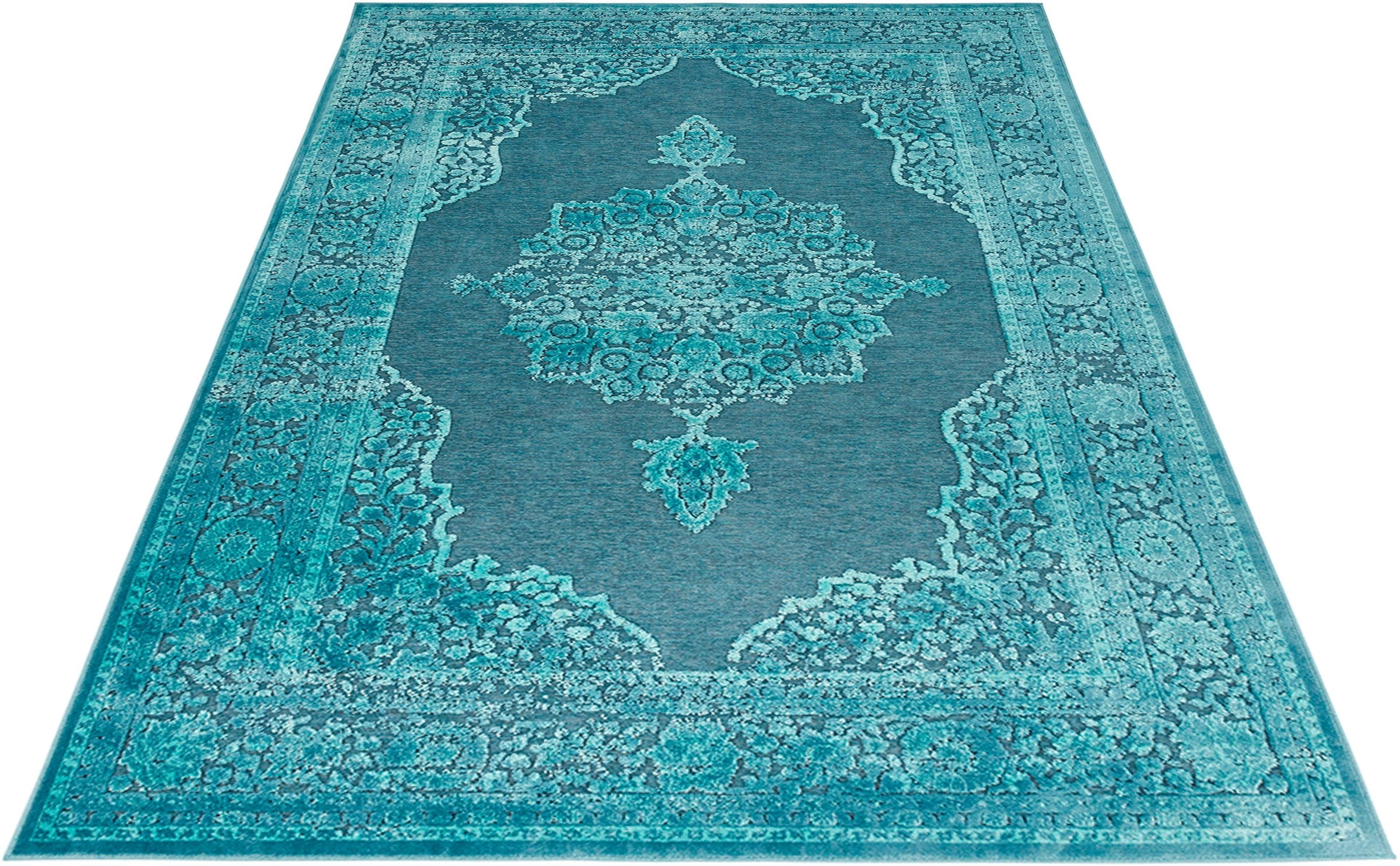 Image of MINT RUGS Teppich »Willow«, rechteckig, 4 mm Höhe, Viskose Glanz, Hoch-Tief Struktur, Wohnzimmer, Schlafzimmer, Robust, Pflegeleicht, Relief Optik bei Ackermann Versand Schweiz