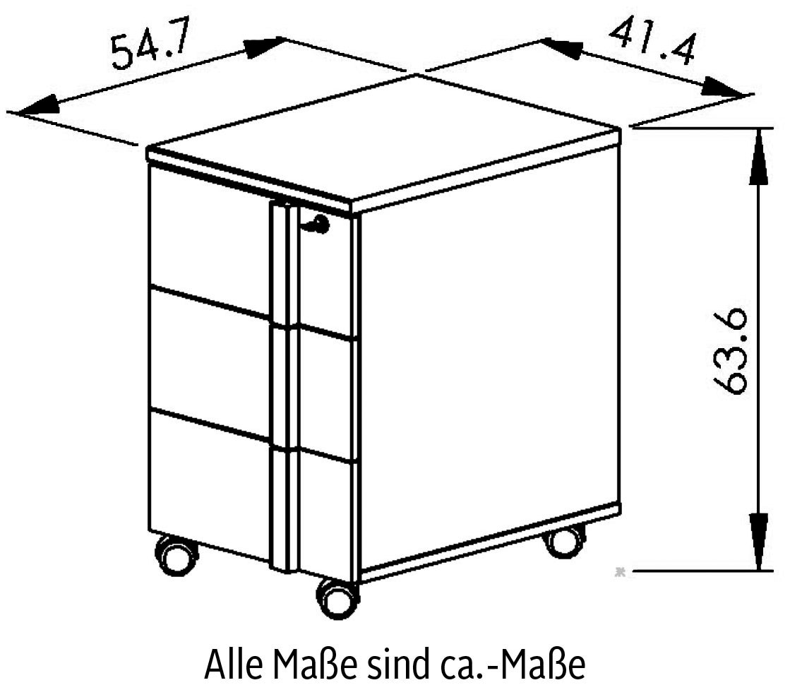 Gami Rollcontainer »Faro«, (1 St.), abschliessbar, moderner Industrial Look