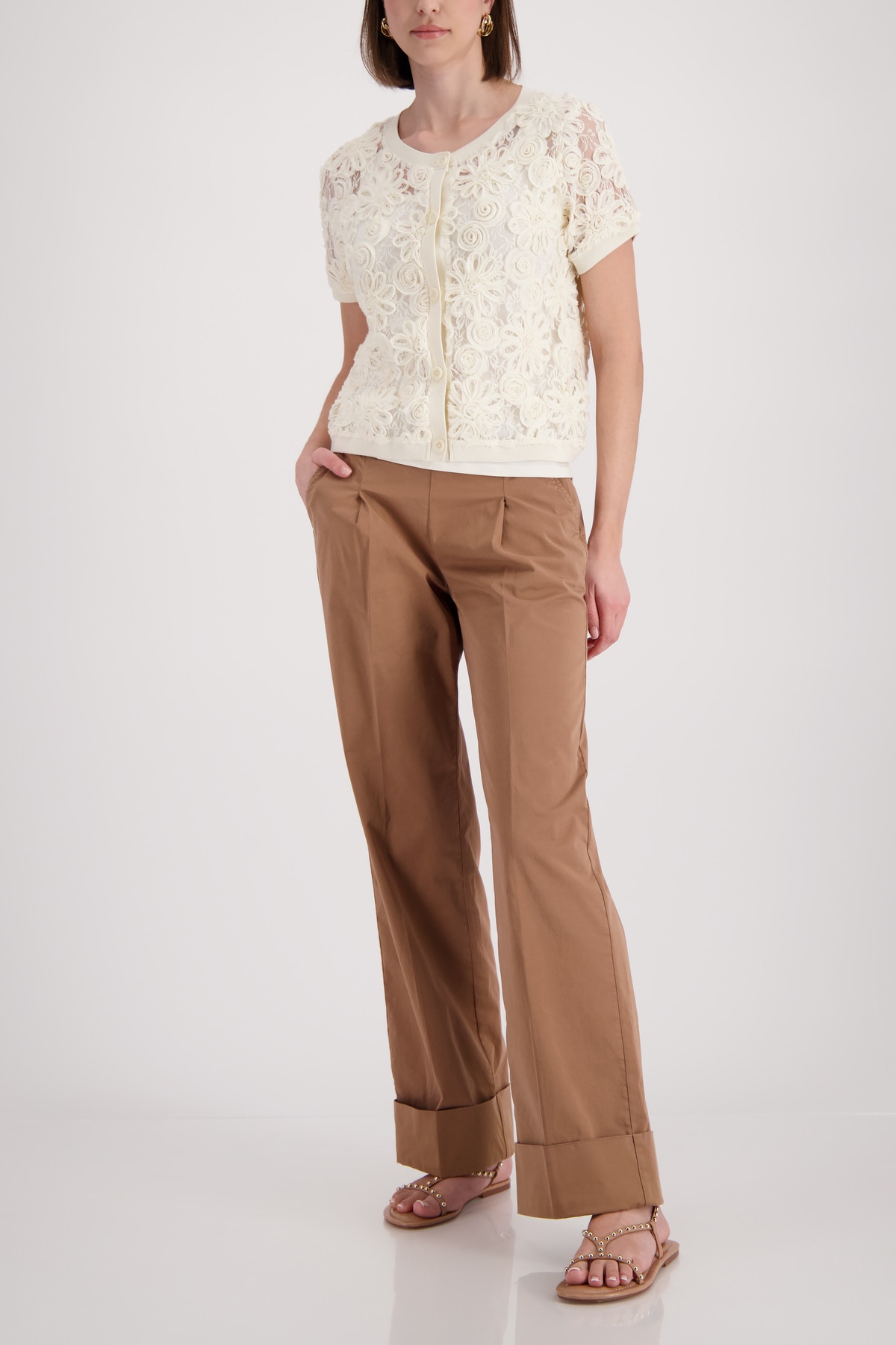 Monari Veste en tricot »Jacke Strickjacke Spitze« Regular fit mit Spitzendetails