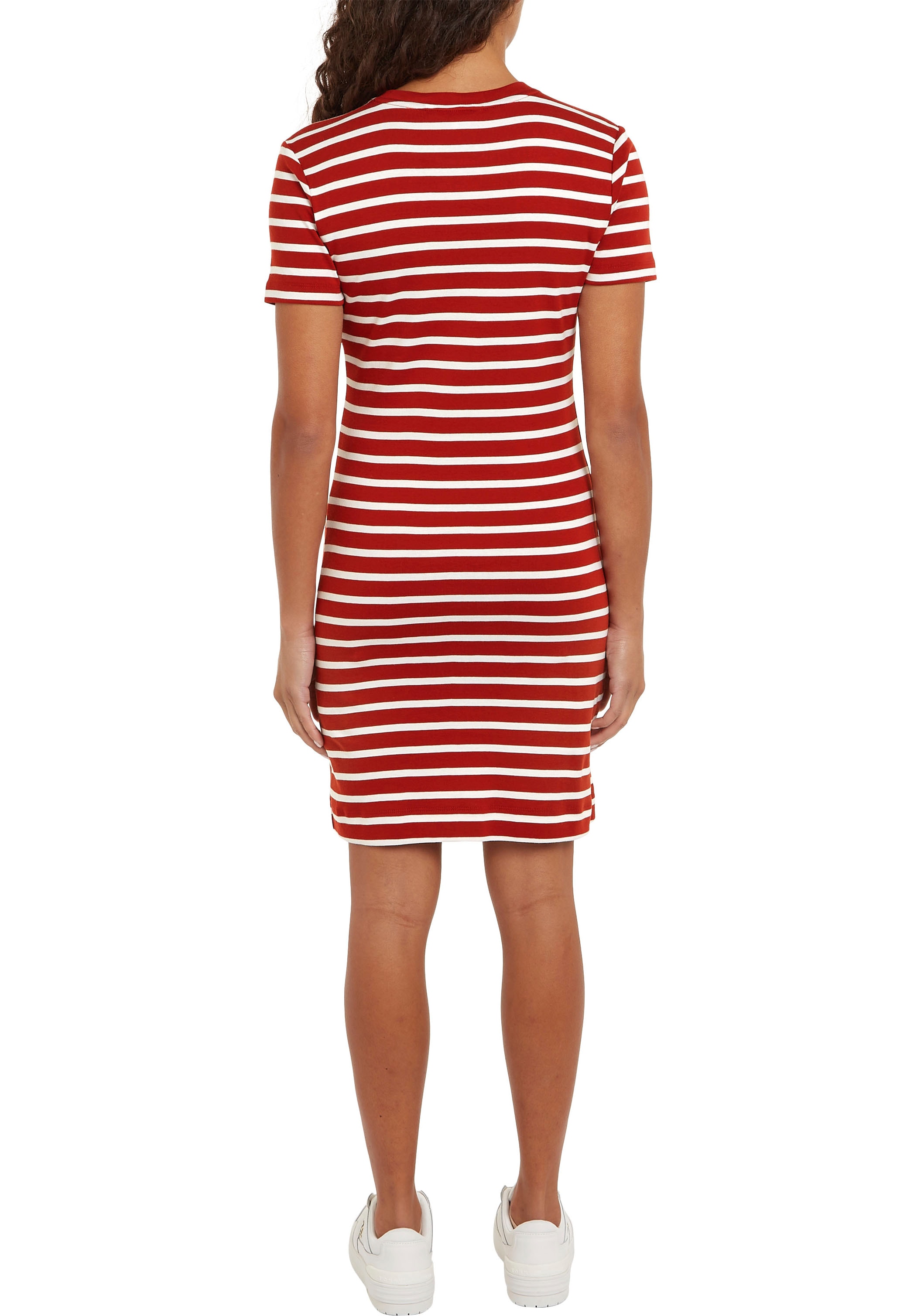 Tommy Hilfiger Shirtkleid »NEW CODY STR SLIM KNEE DRS SS«, mit allover Streifendessin, Logo-Flag