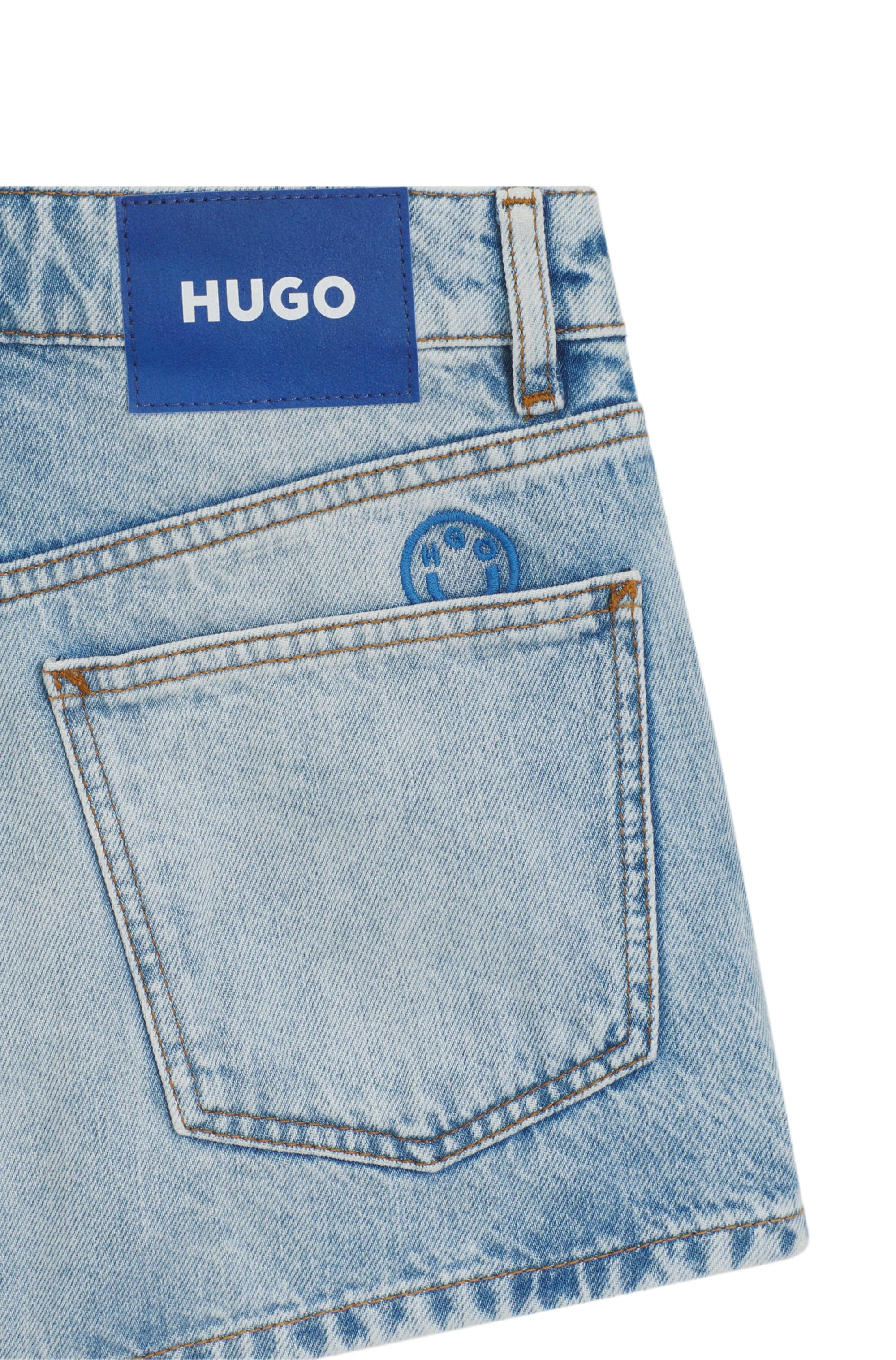 HUGO Blue Jeansshorts »Galimon« Mid Rise, Logo-Stitching