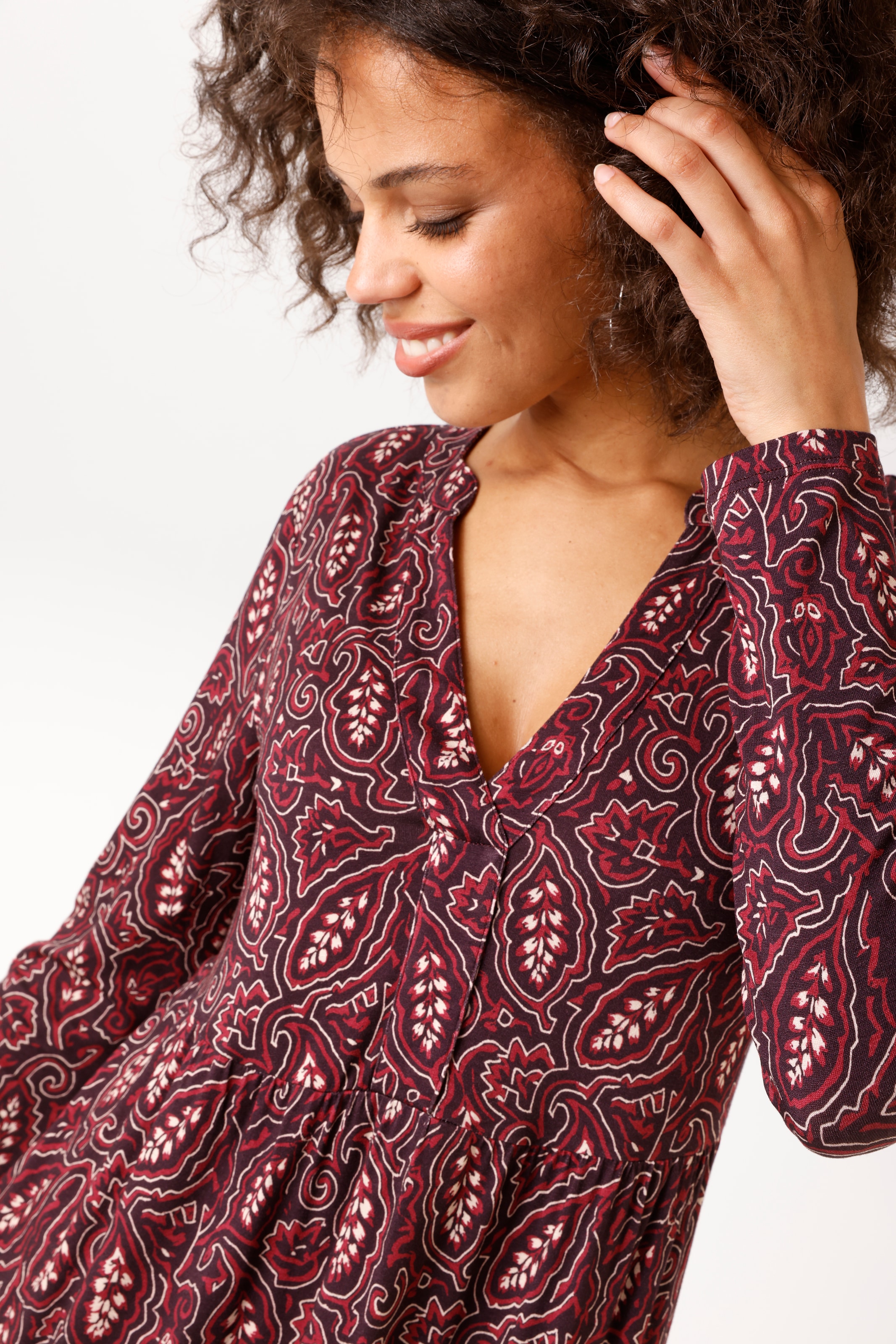 Aniston CASUAL Robe en jersey avec impression graphique feuille - chaque pièce est unique - NOUVELLE COLLECTION