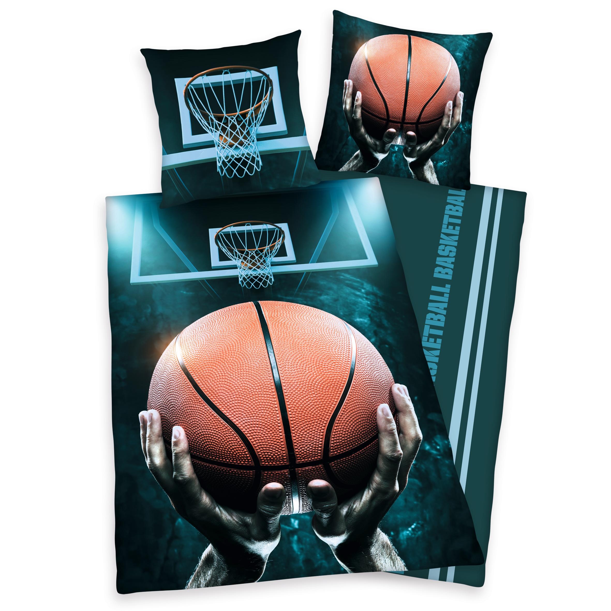 Image of Herding Young Collection Jugendbettwäsche "Basketball" 2 Stk. mit Basketballkorb