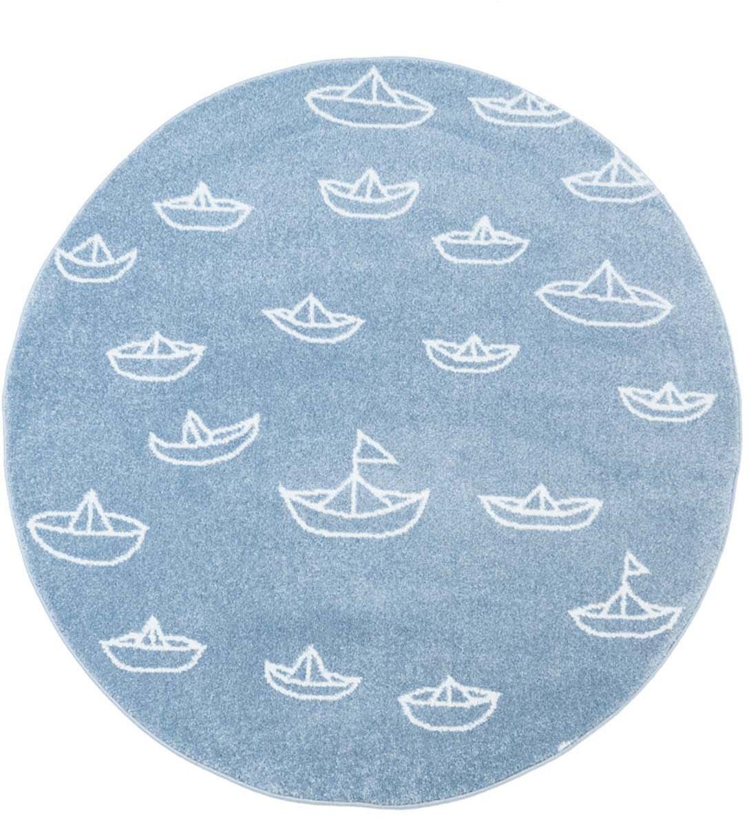 Image of Carpet City Kinderteppich »Bueno Kids 1457«, rund, 13 mm Höhe, Spielteppich, Segelboote, Weicher Flor, Pflegeleicht, Kinderzimmer bei Ackermann Versand Schweiz