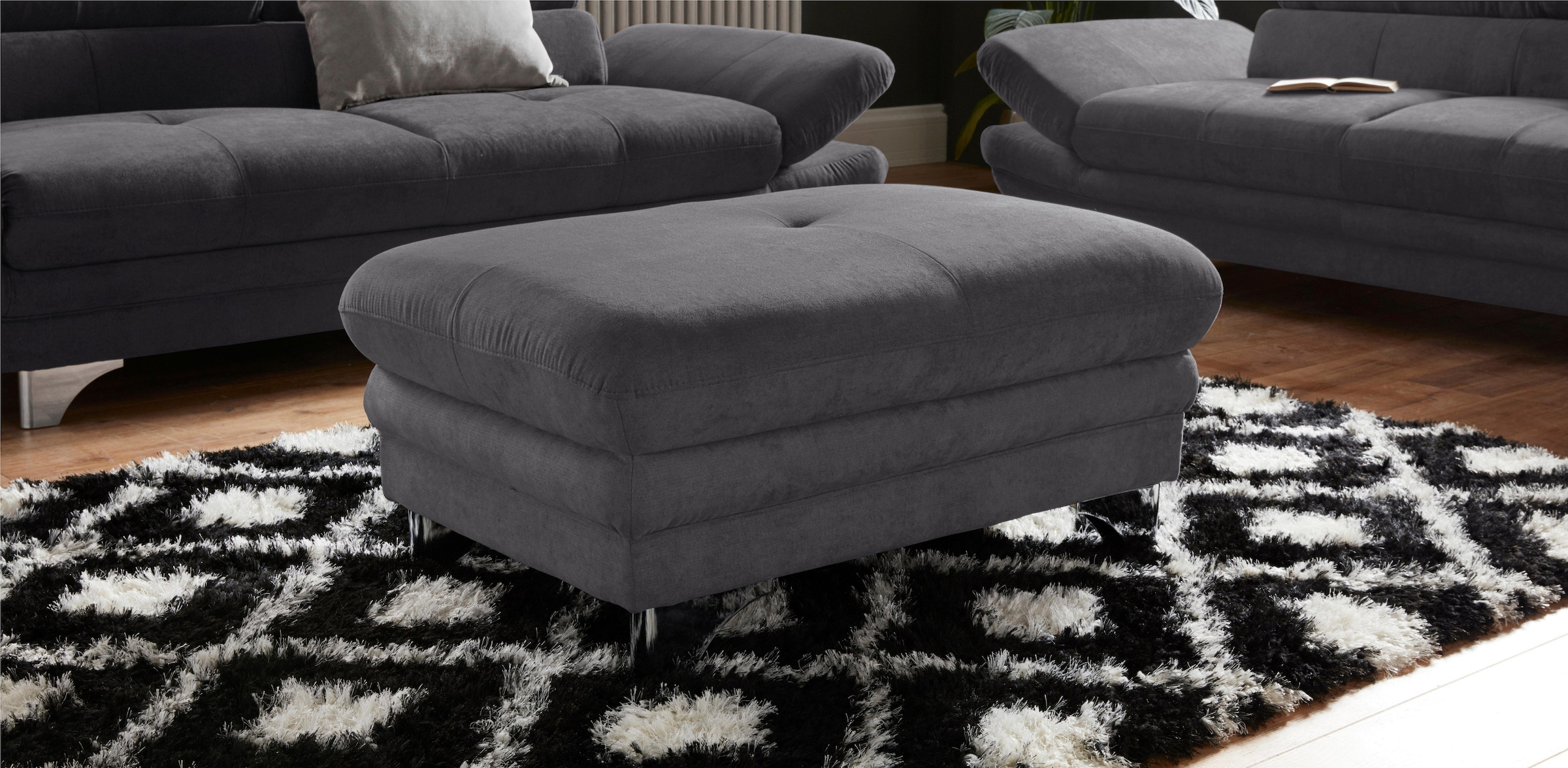 COTTA Polstergarnitur »Enterprise«, (Set), Set bestehend aus: 2-Sitzer mit Kopfteilverstellung & Hocker