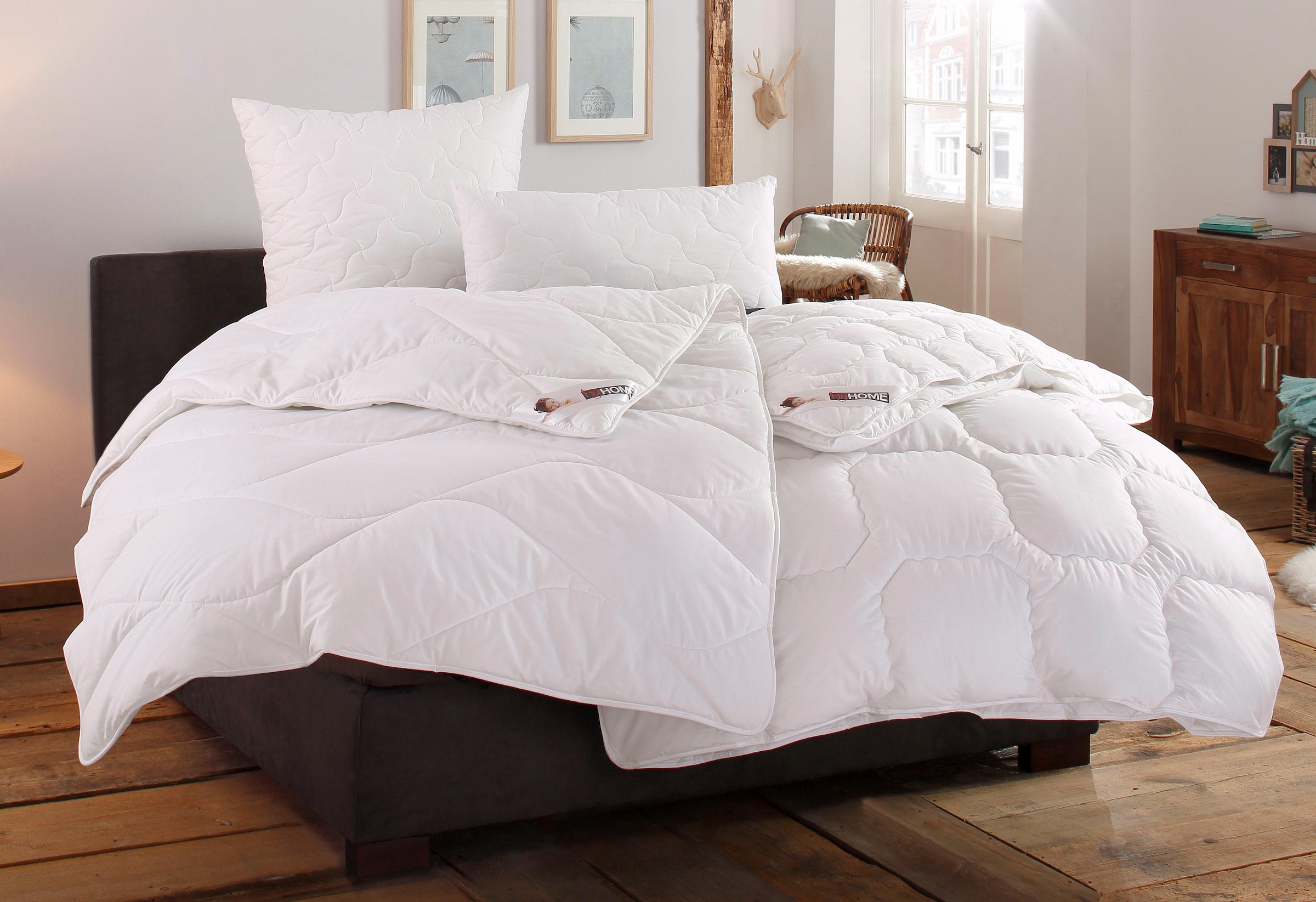 my home Microfaserkissen »Fantasy Kopfkissen 40x80 oder 80x80 cm, Made in Germany«, Füllung: 100% nachhaltiges, klimaregulierendes Polyester, Bezug: Polyester, Microfaser oder Baumwolle (ECO), (1 St.), Kissen mit 5 Sternen, in 3 Bezugsvarianten