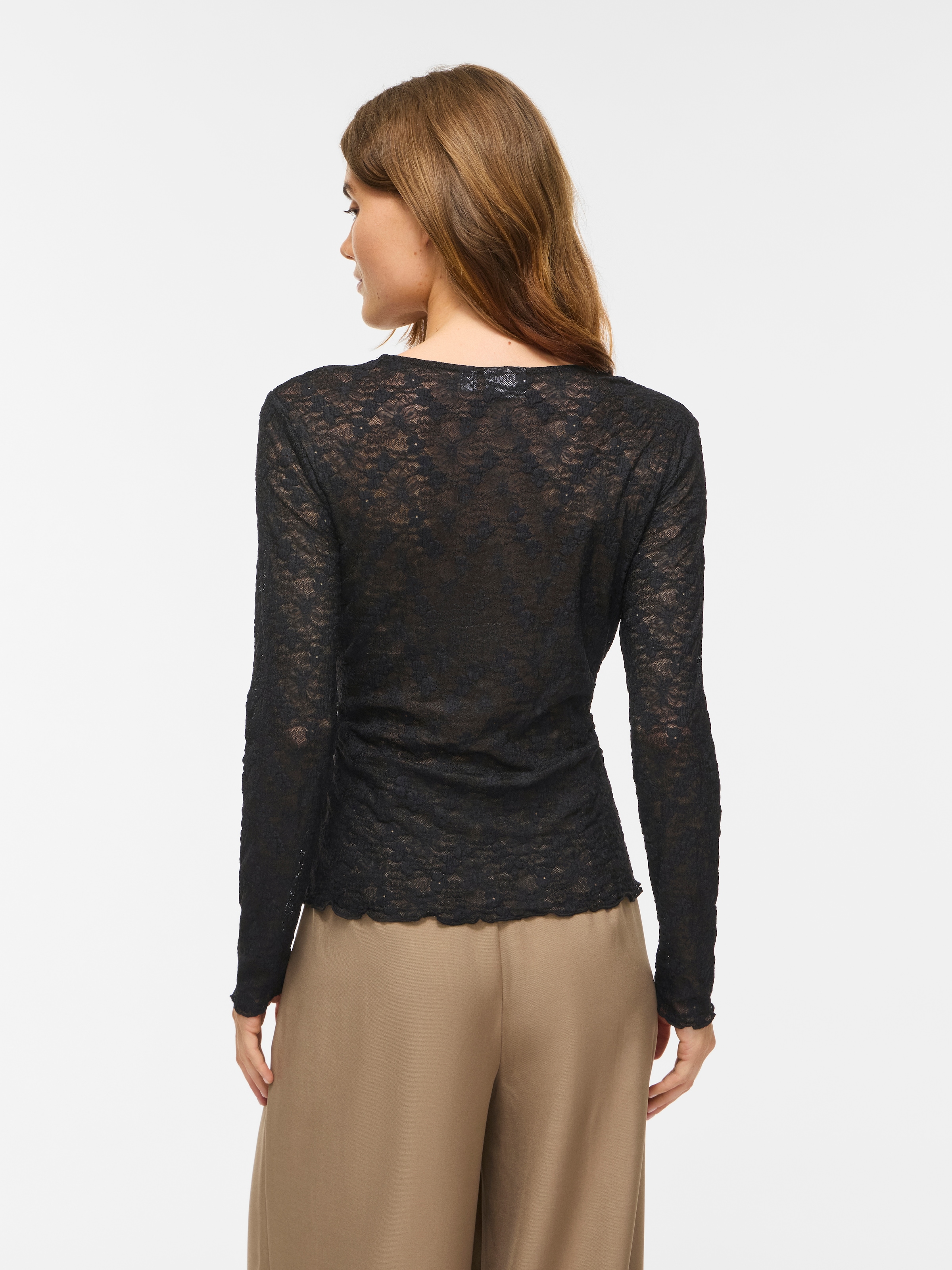 Vila Chemise en dentelle »VIFAY O-NECK L/S TOP - NOOS« mélange de matériaux, coupe ajustée