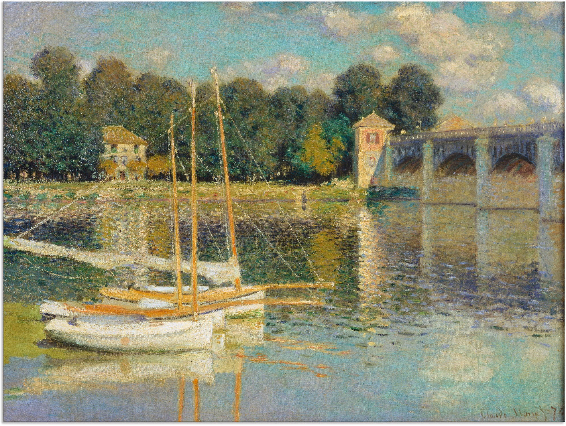 Image of Artland Wandbild »Die Brücke von Argenteuil. 1874«, Boote & Schiffe, (1 St.), in vielen Grössen & Produktarten - Alubild / Outdoorbild für den Aussenbereich, Leinwandbild, Poster, Wandaufkleber / Wandtattoo auch für Badezimmer geeignet bei Ackermann Versa