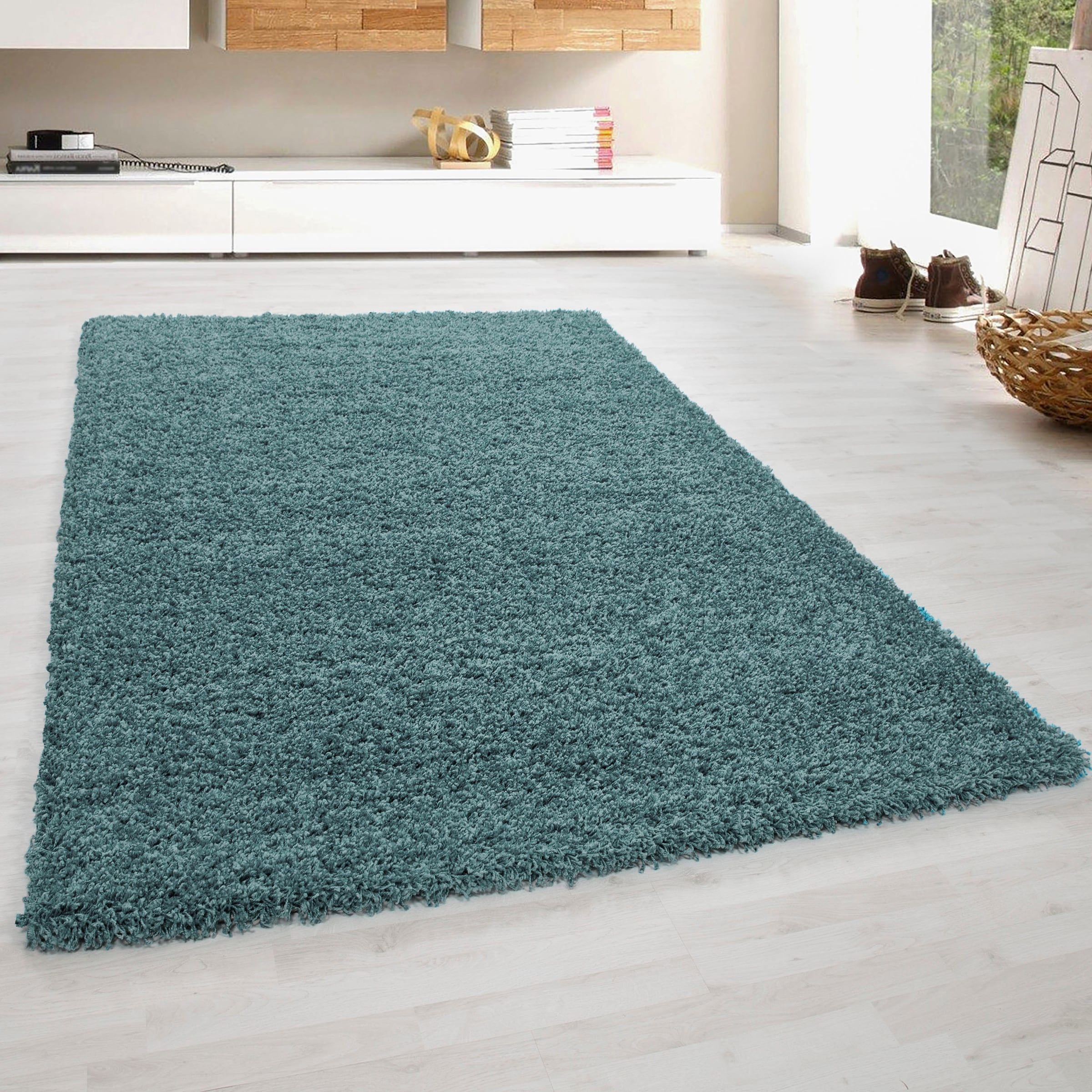 Bruno Banani Hochflor-Teppich »Shaggy Soft«, rechteckig, gewebt, Uni Farben, besonders weich und kuschelig