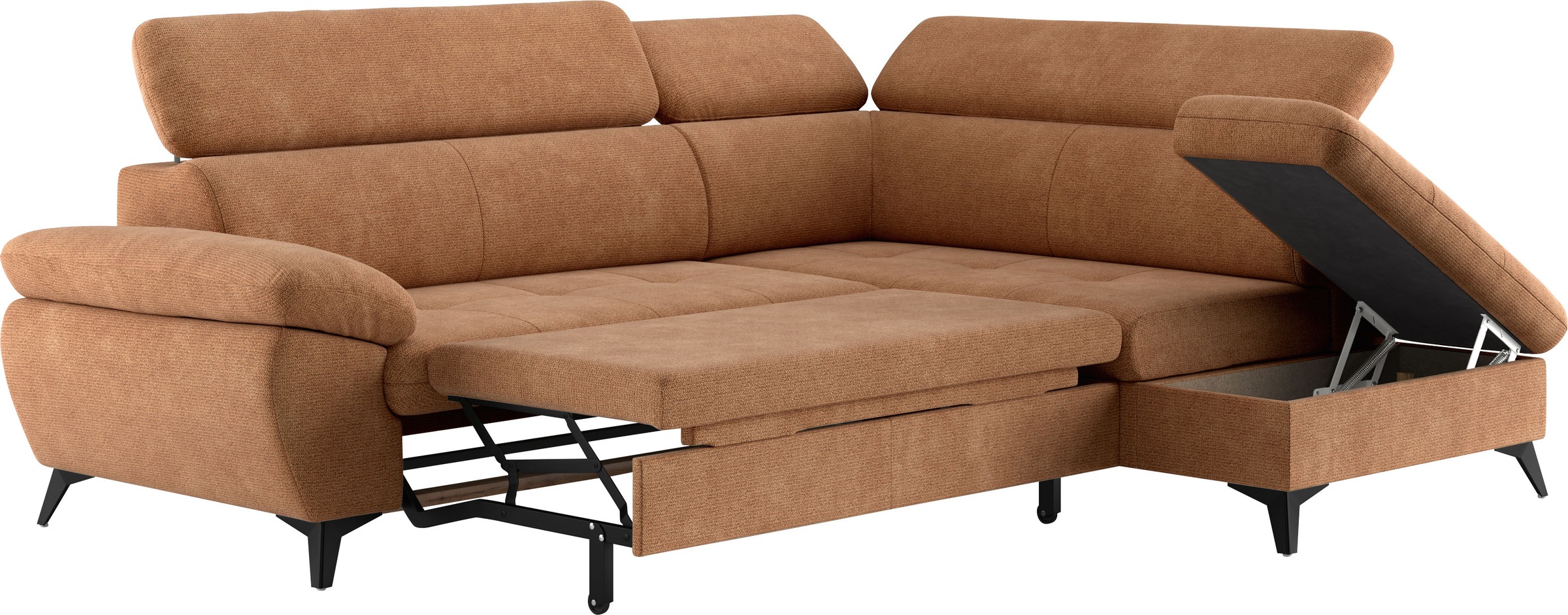 COTTA Ecksofa »Hudson L-Form«, mit Kopfteilverstellung, wahlweise mit Bettfunktion & Bettkasten