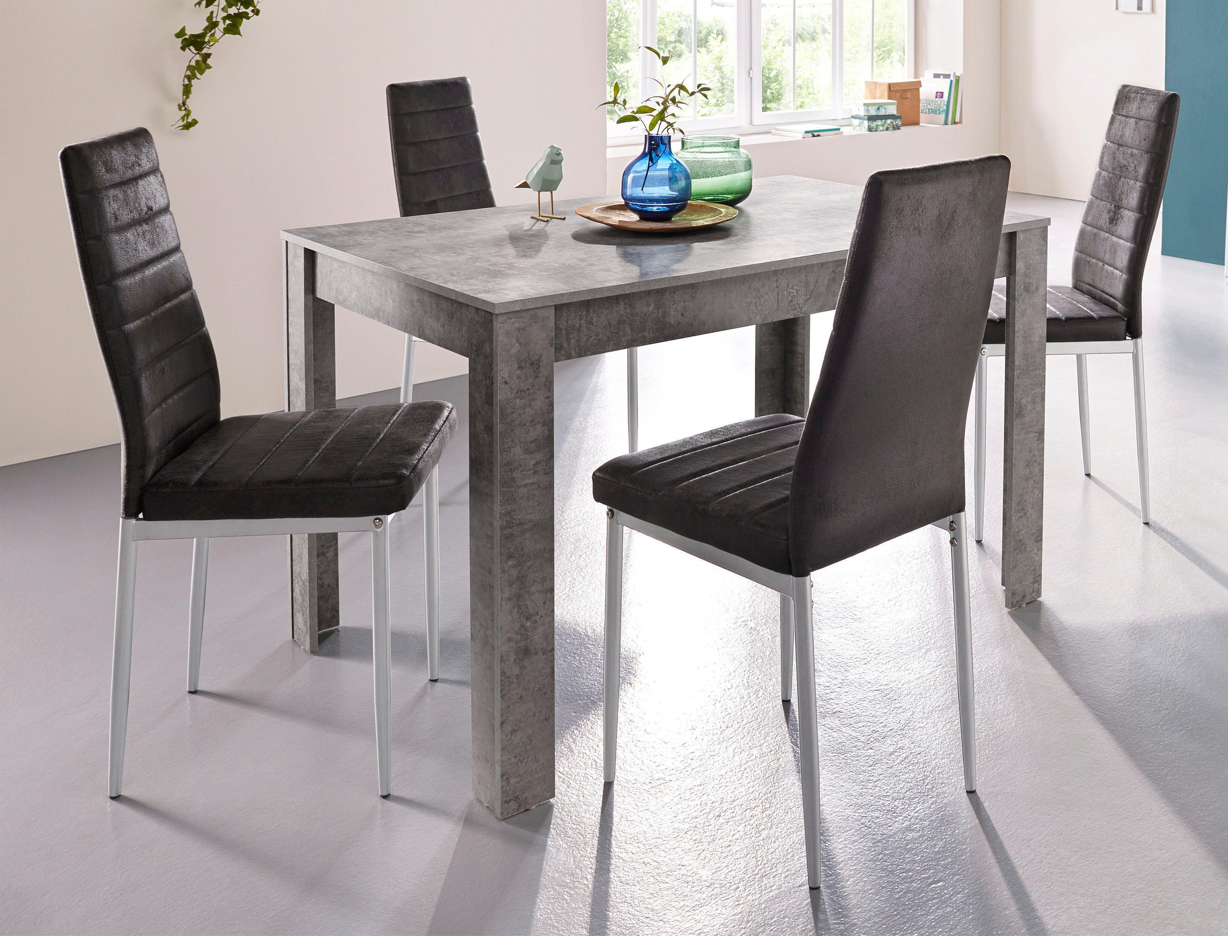 Image of my home Esszimmerstuhl »Kate«, (Set), 4 St., Microfaser, (2 oder 4 Stück), Bezug in Microfaser Vintage, silberfarbenes Metallgestell bei Ackermann Versand Schweiz