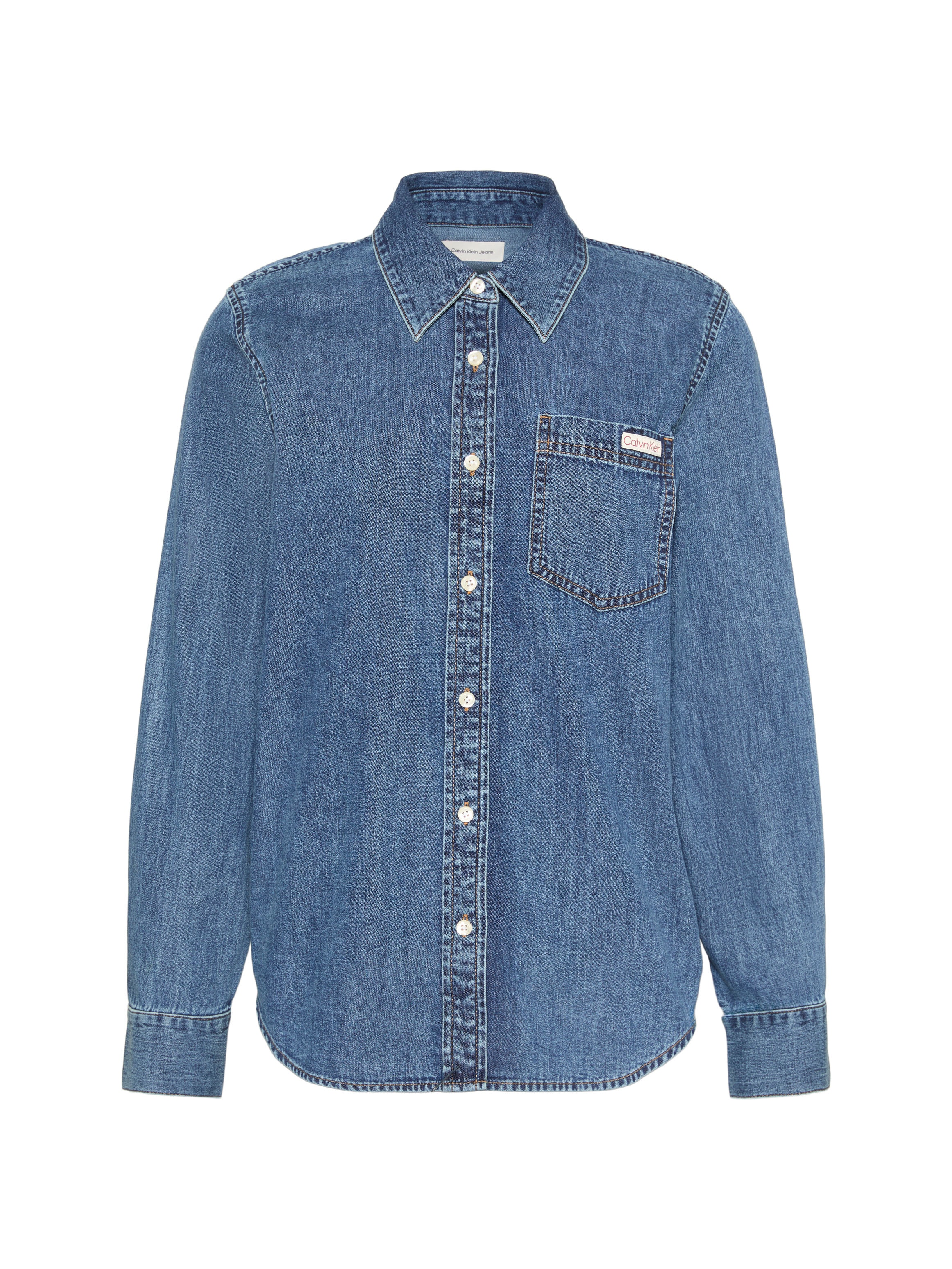 Calvin Klein Jeans Jeansbluse Regular fit, Brusttasche, abgerundeter Saum