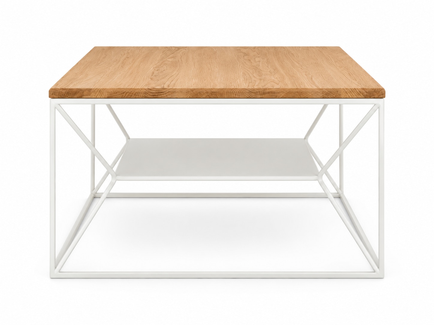GOODproduct Couchtisch »Inari, Wohnzimmertisch, Sofatisch, Beistelltisch, Kaffeetisch« Wildeiche massiv geölt 18 mm, Metallgestell pearl white mit Ablage