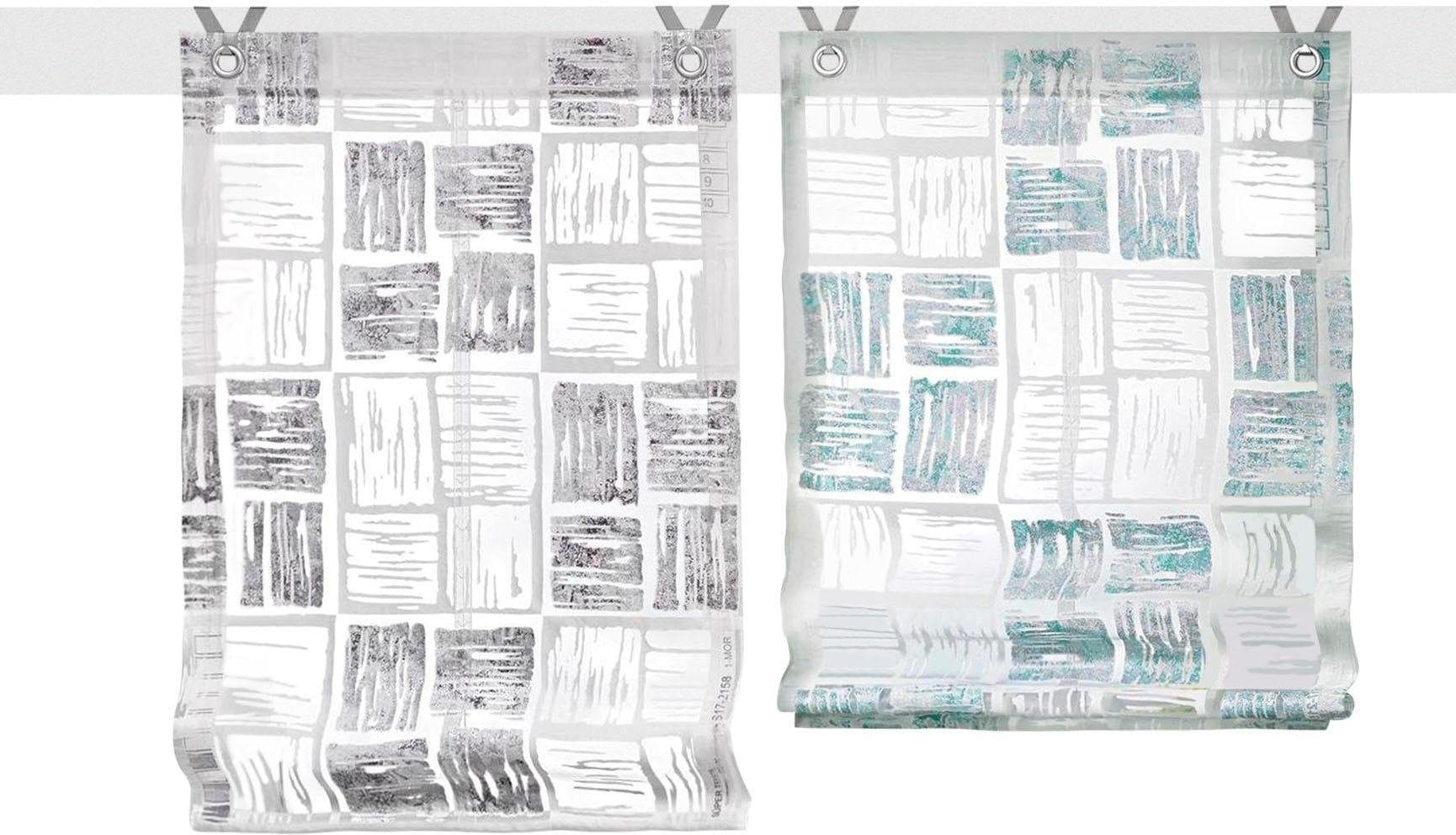 ♕ Kutti »Tiziano«, Hakenaufhängung Polyester, transparent, versandkostenfrei freihängend, Raffrollo mit auf Hakenaufhängung, Viskose