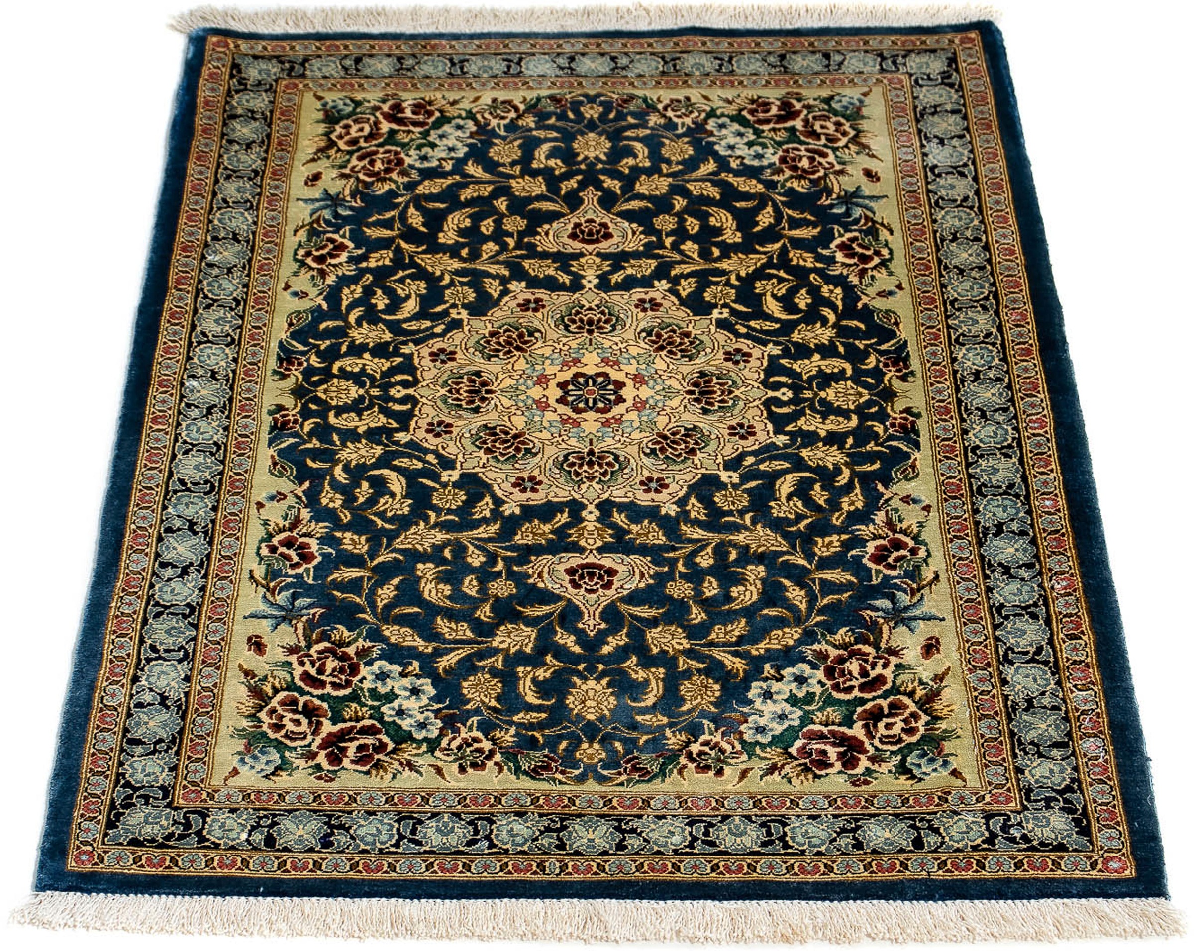 Image of morgenland Orientteppich »Perser - Ghom - 86 x 58 cm - blau«, rechteckig, 10 mm Höhe, Wohnzimmer, Handgeknüpft, Einzelstück mit Zertifikat bei Ackermann Versand Schweiz