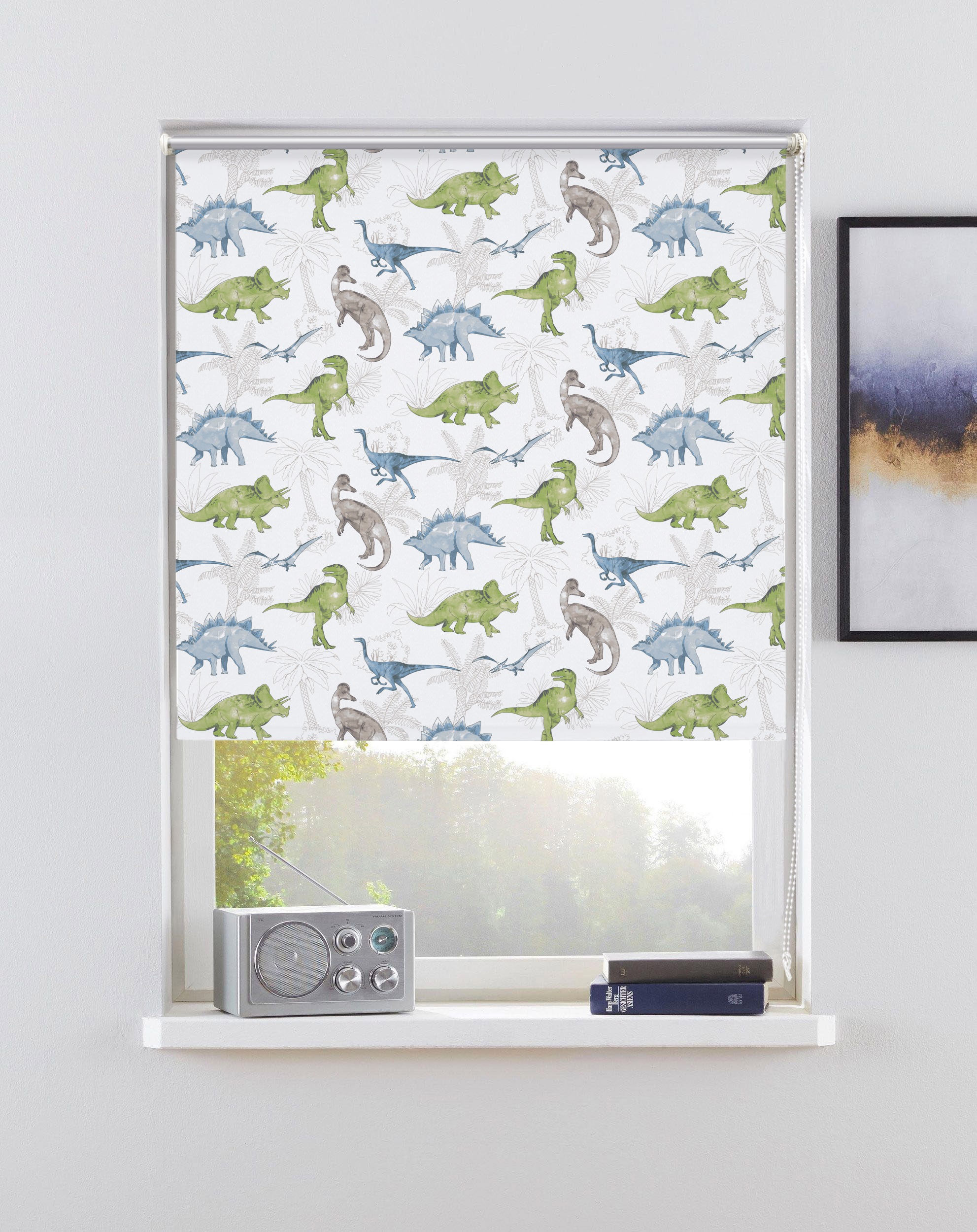Image of GOODproduct Rollo "DINO" verdunkelnd Blendschutz Sichtschutz Verdunkelung ohne Bohren freihängend Fixmass, Klemmfix, DINO, Kinderrollo -NEUHEIT
