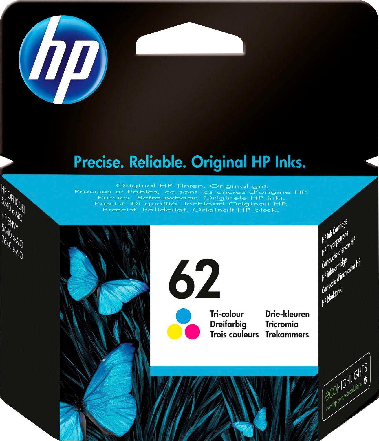 HP Tintenpatrone »62«, original Druckerpatrone 62 cyan/magenta/gelb