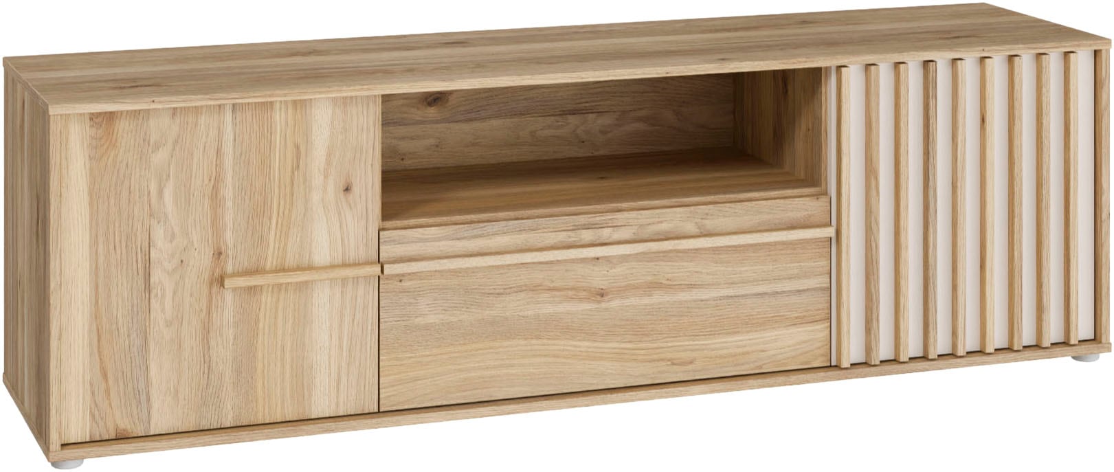 FORTE Lowboard »Forte Arank TV Board 160, Beleuchtung optional bestellbar« B/H/T 162,5/49,7/41,7 cm, Lamellenoptik, Stauraum