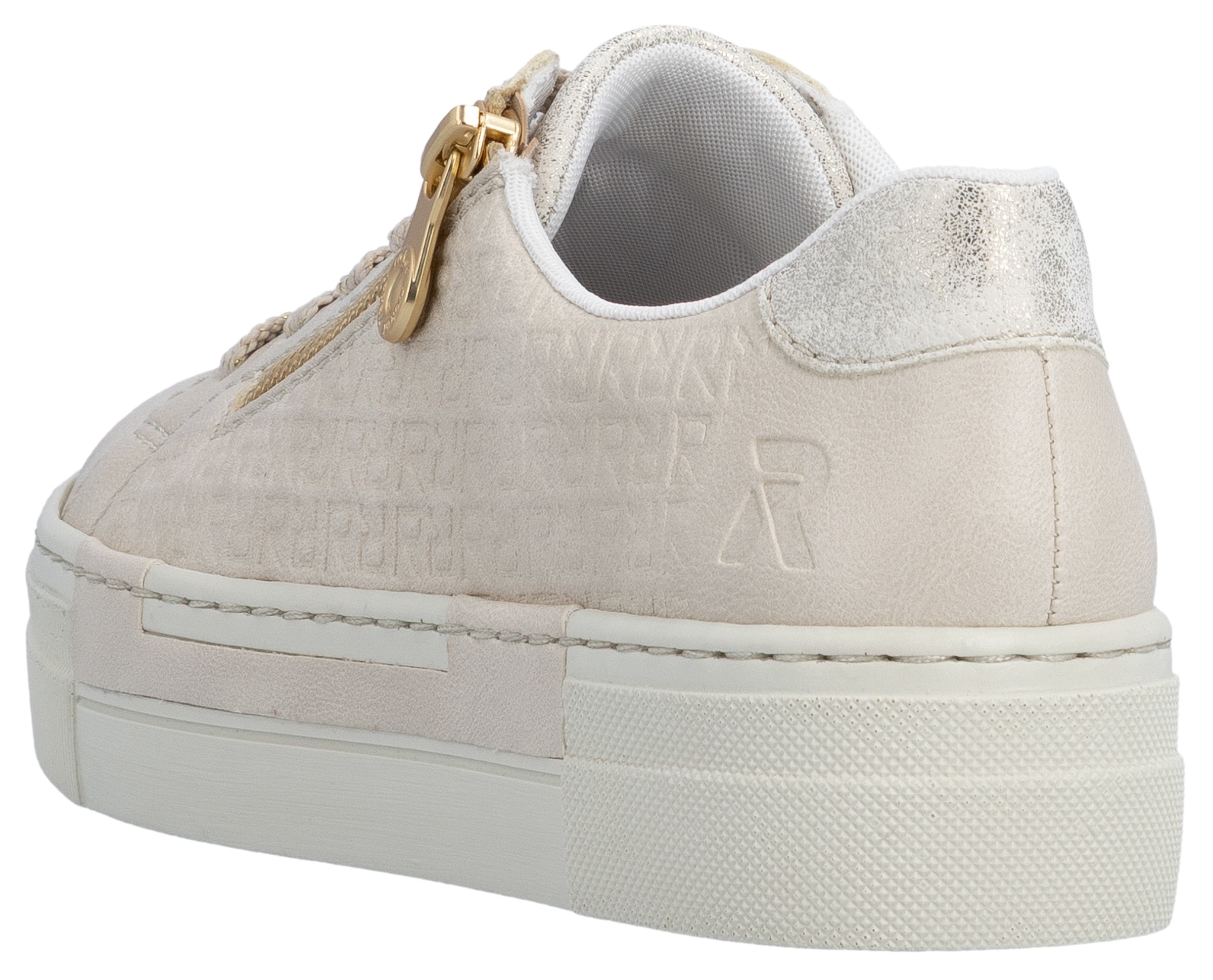 Rieker Baskets à plateforme  mit goldfarbenem Reissverschluss, Freizeitschuh, Halbschuh, Schnürschuh