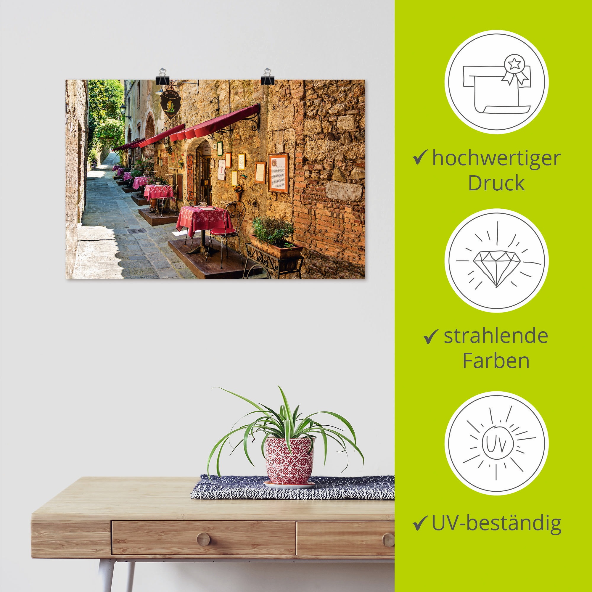 Artland Wandbild »Toskana II«, Europa, (1 St.), als Alubild, Outdoorbild, Leinwandbild, Poster, Wandaufkleber