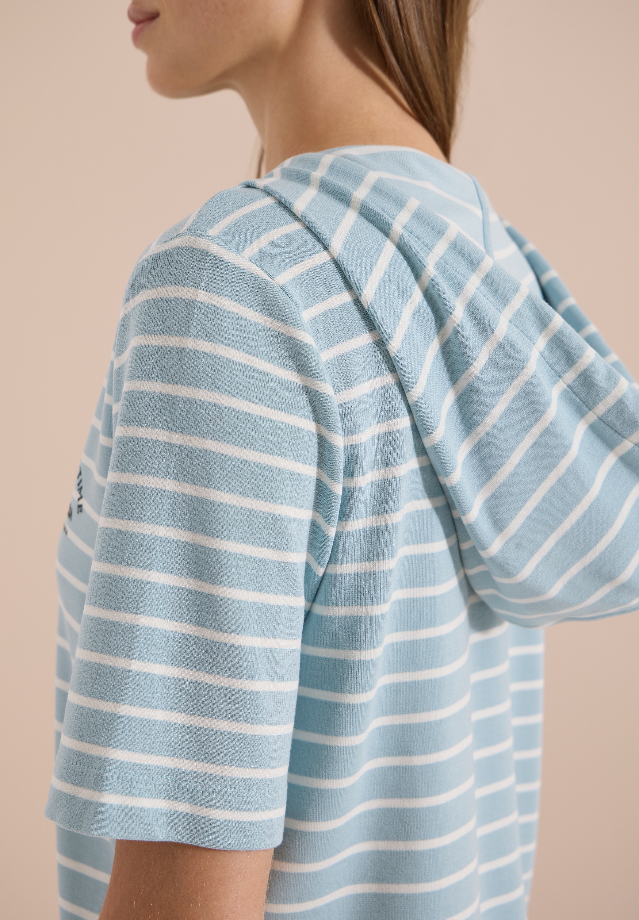 Cecil T-shirt à capuche t-shirt rayé, capuche avec double cordon, mélange viscose