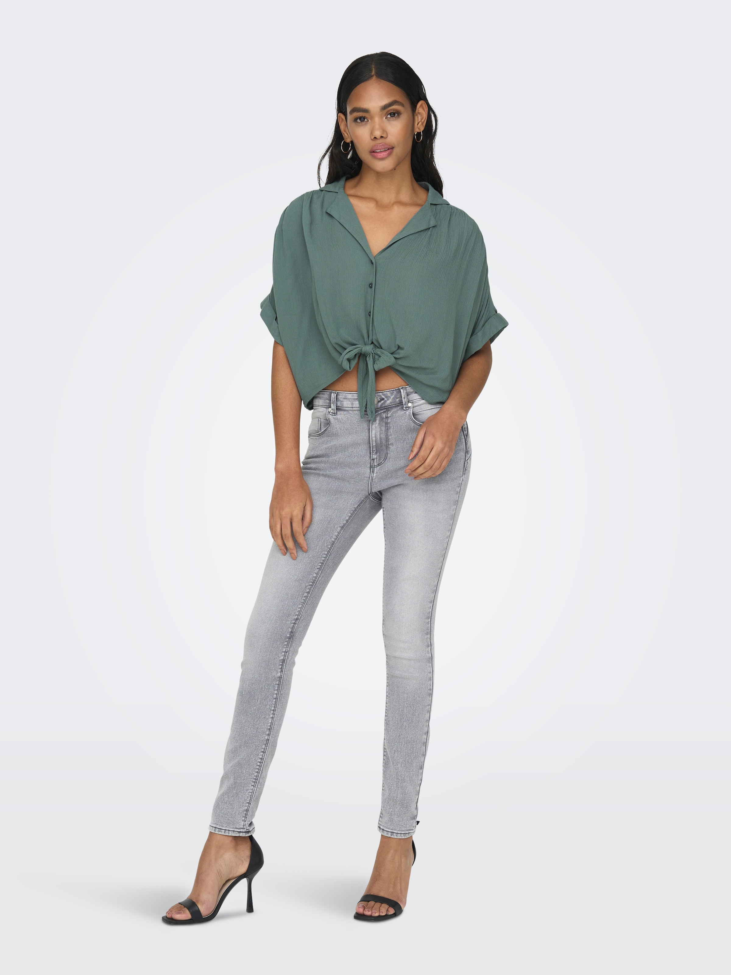 ONLY Kurzarmbluse »ONLPAULA LIFE S/S TIE SHIRT WVN NOOS« Viskose, regular fit