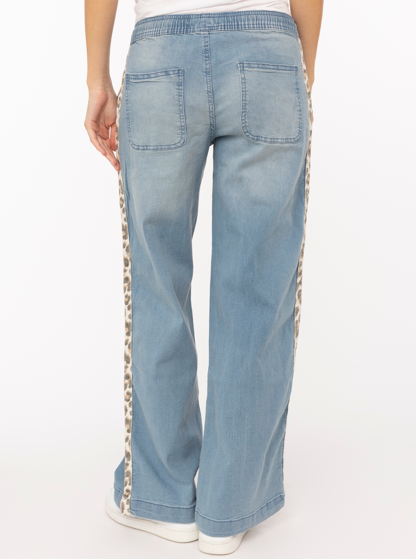 Zwillingsherz Jeans large »"Happy"« jambe large, bande latérale, taille avec cordon, poches arrière
