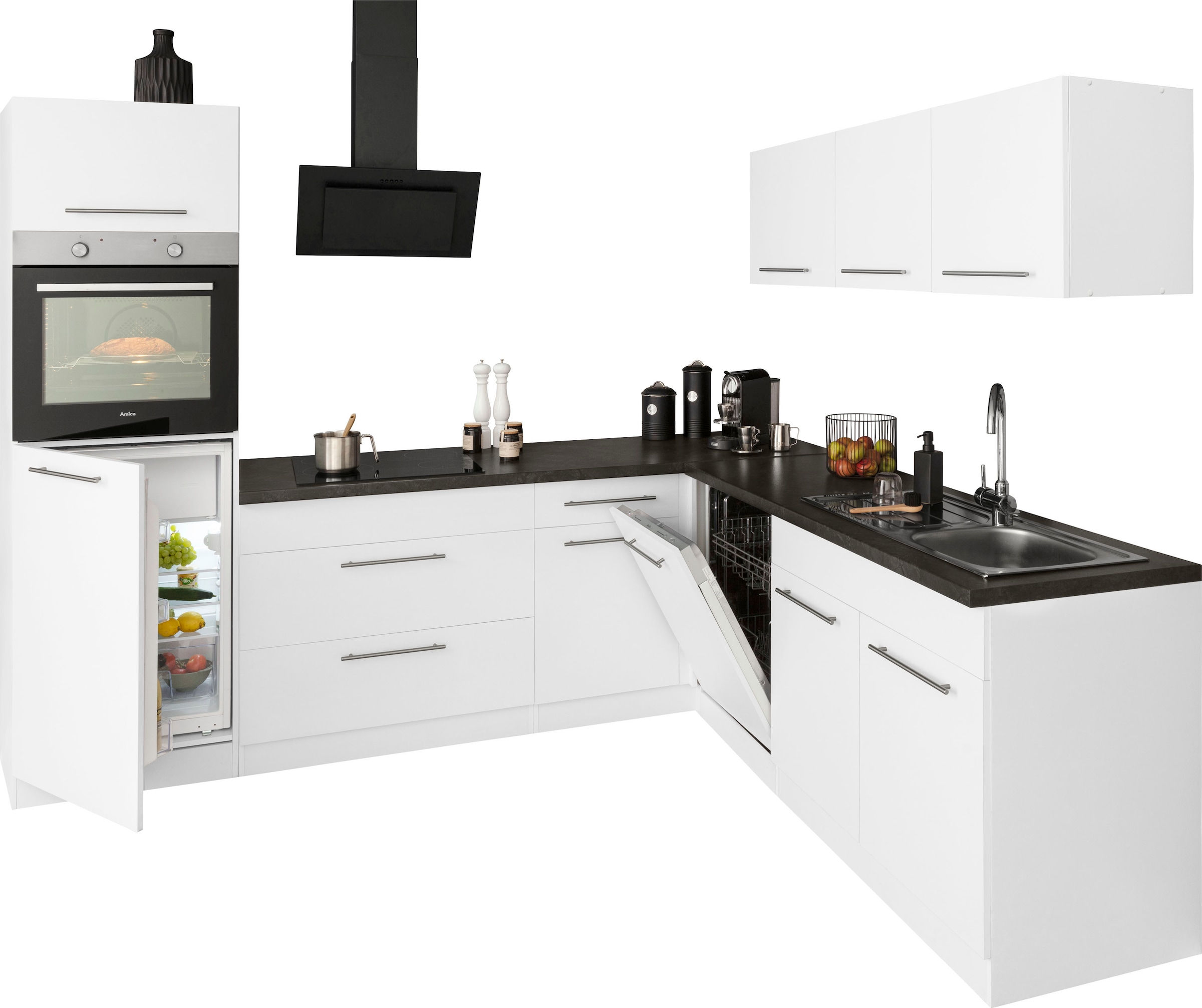 wiho Küchen Winkelküche »Unna« ohne E-Geräte, Stellbreite 260 x 220 cm