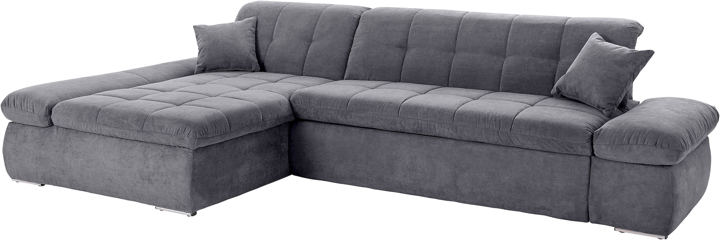 Image of DOMO collection Ecksofa "MORIC Massiv - Belastbar bis 140 kgxSitz, 300x172 cm, XXL-Format" L-Form, Chenilleoptik, grau
