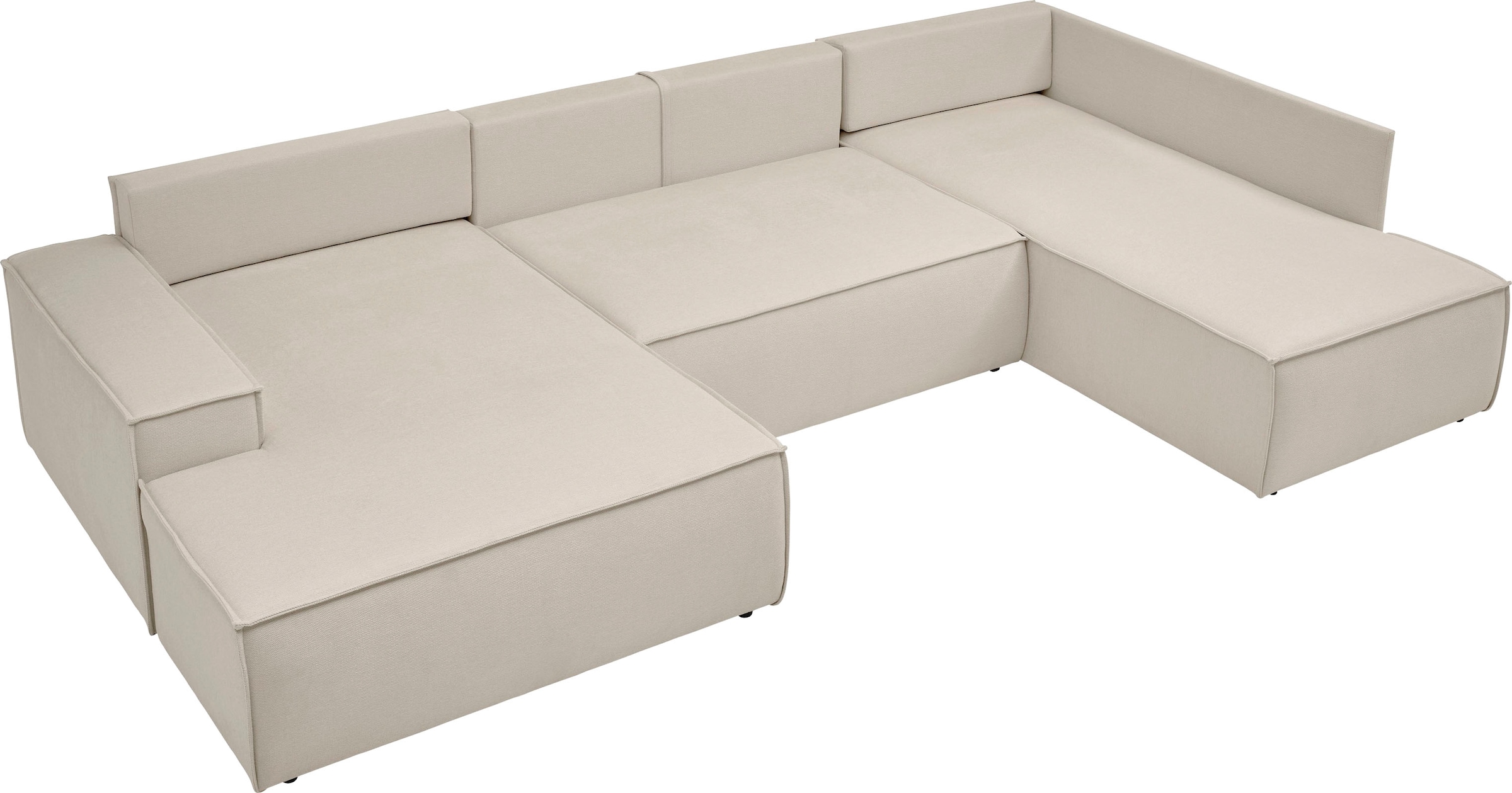 andas Wohnlandschaft »FINNLEY U-Form XXL 329 cm, Schlafsofa, Schlaffunktion m. Bettkasten«, (194/139 cm), Bouclé, Struktur und Cord