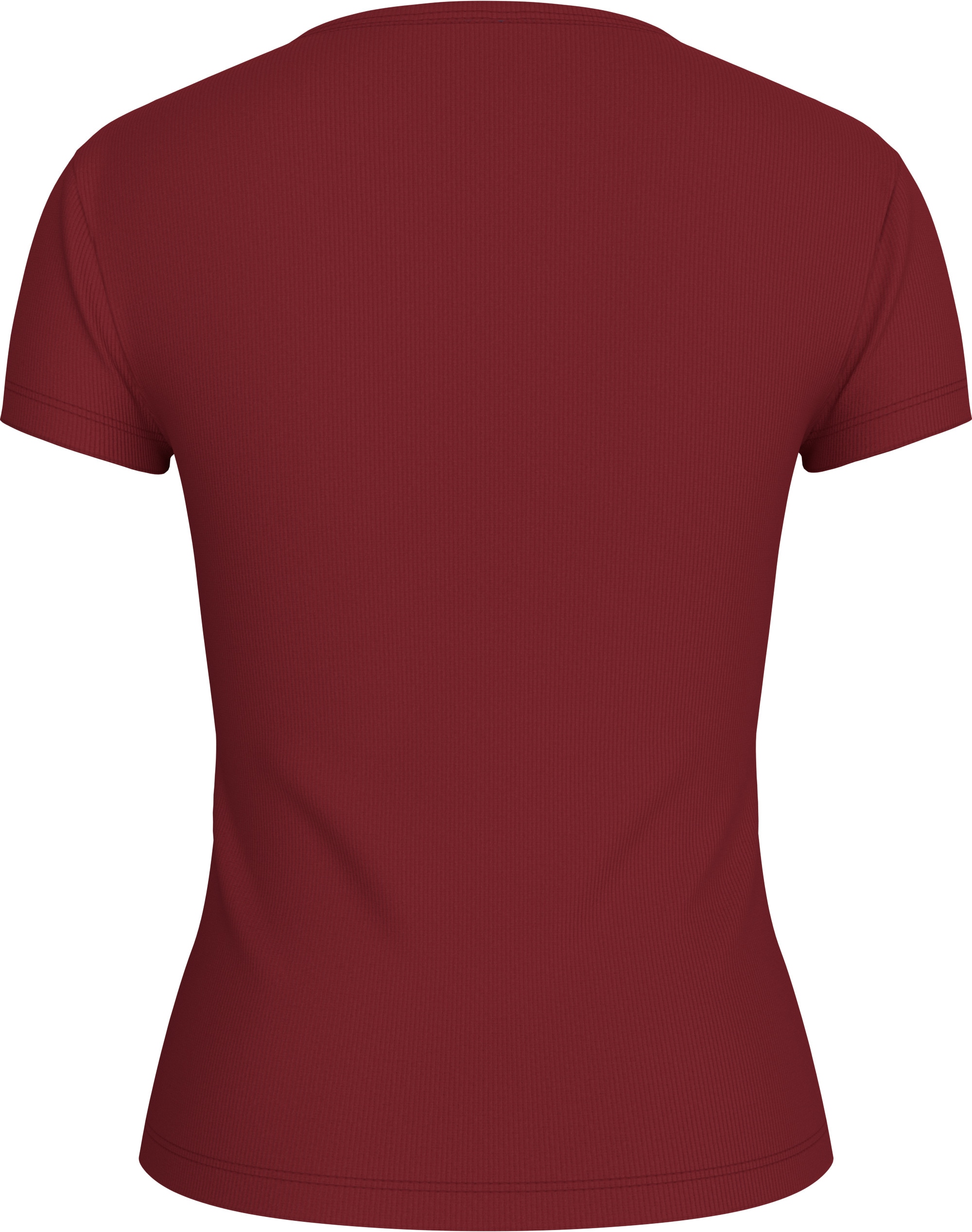 Tommy Jeans T-Shirt »Slim Essential Rib Shirt, Rippshirt Rundhalsshirt«, mit Logostickerei