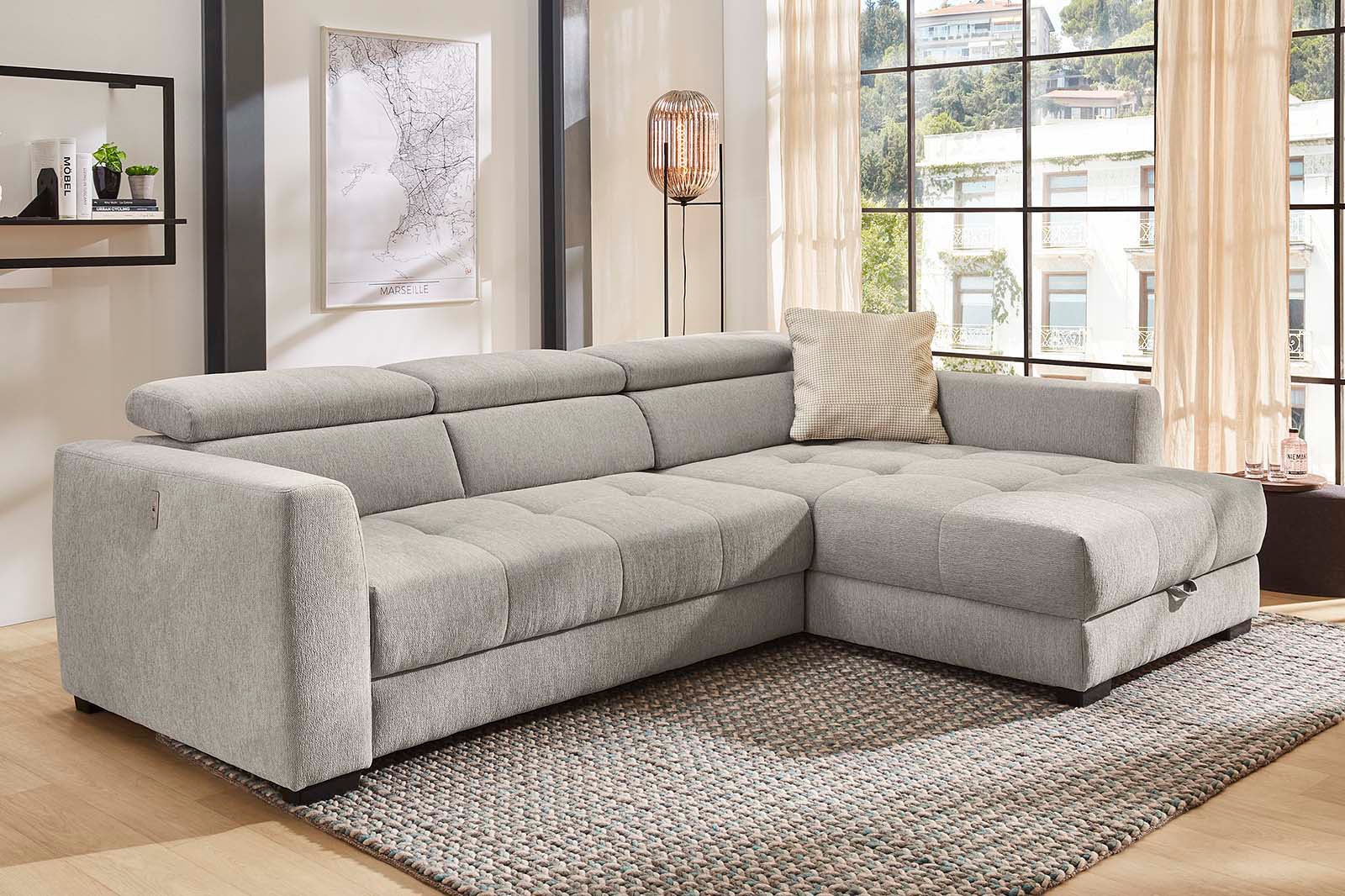 Image of Jockenhöfer Gruppe Ecksofa "San Marino L-Form, B: 300 cm, mit 30 cm elektr. Sitztiefenverstellung" mit Bettkasten, Kopfteilverstellung, USB-Anschluss & Zierkissen