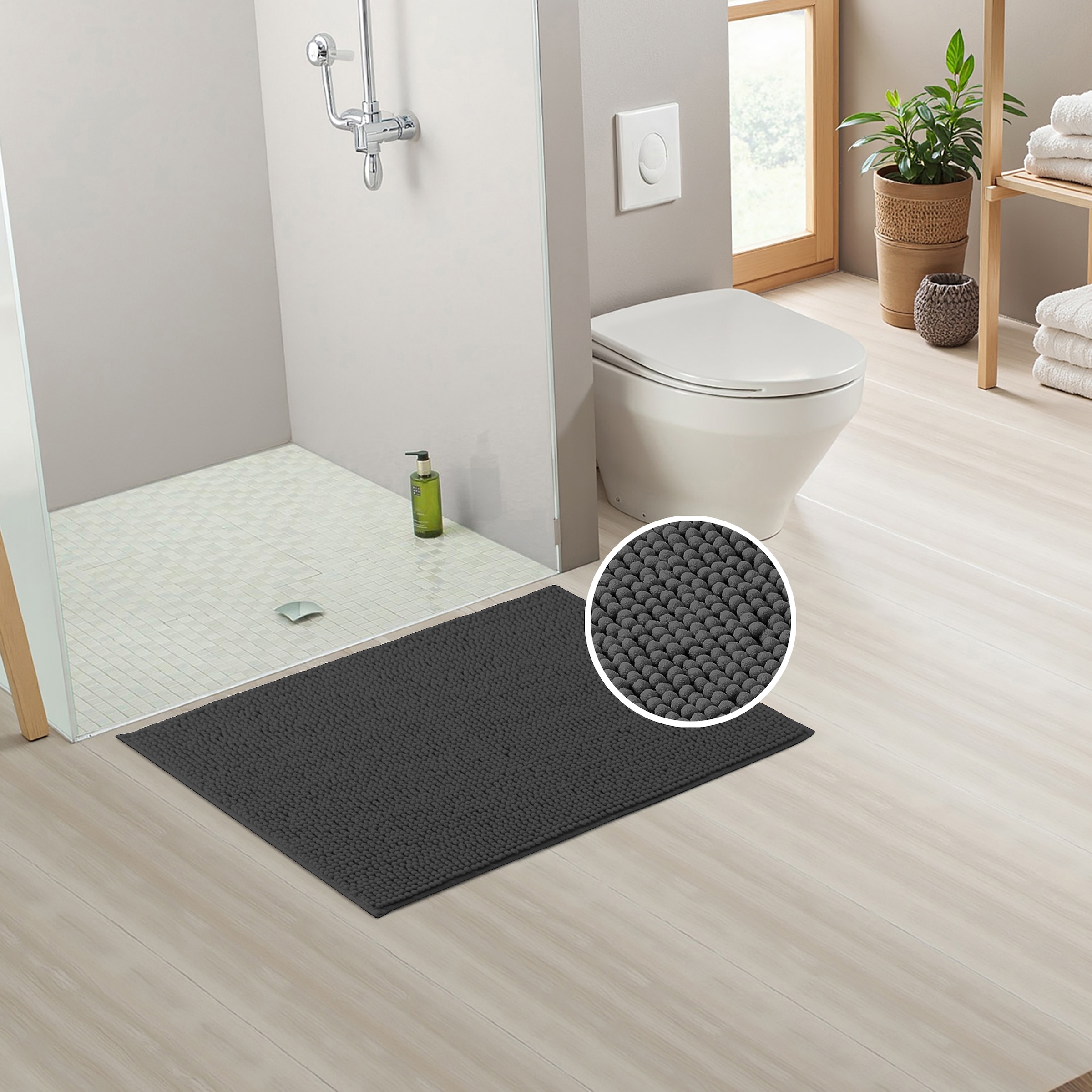 my home Tapis de bain »Vanessa Chenille, Badvorleger, Badezimmer Teppich, Duschvorleger« Höhe 15 mm Uni Farben, besonders weich