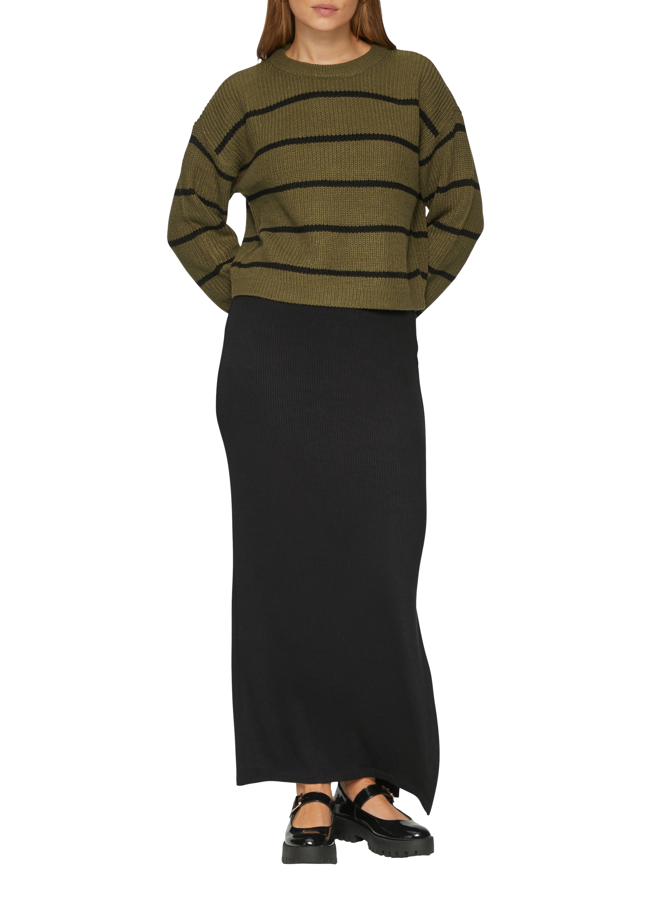 QS Pull à col rond mit Streifenmuster