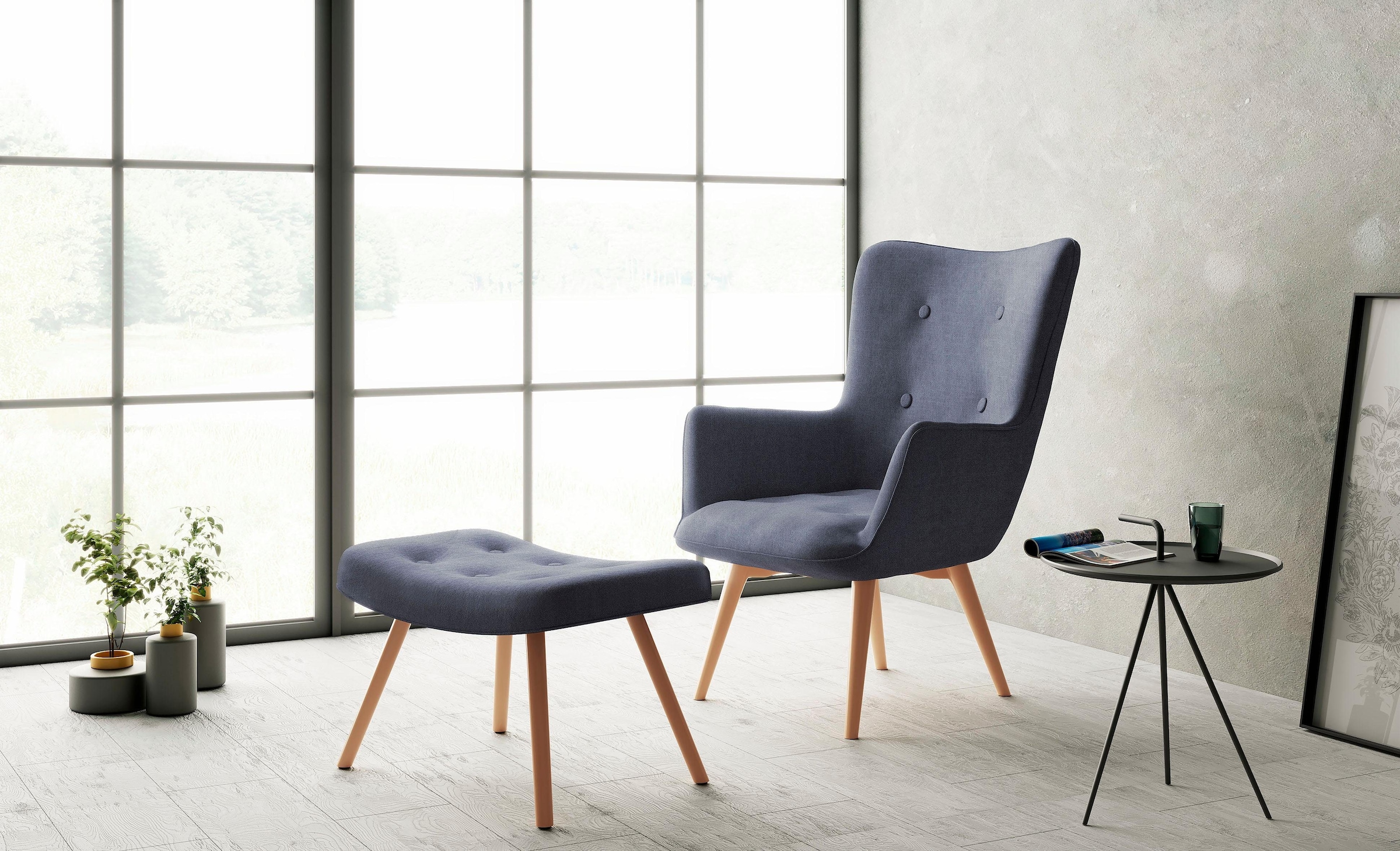 Image of Homexperts Sessel »Aron«, (1 St.), Sessel mit Knopfsteppung, wahlweise mit Hocker bei Ackermann Versand Schweiz