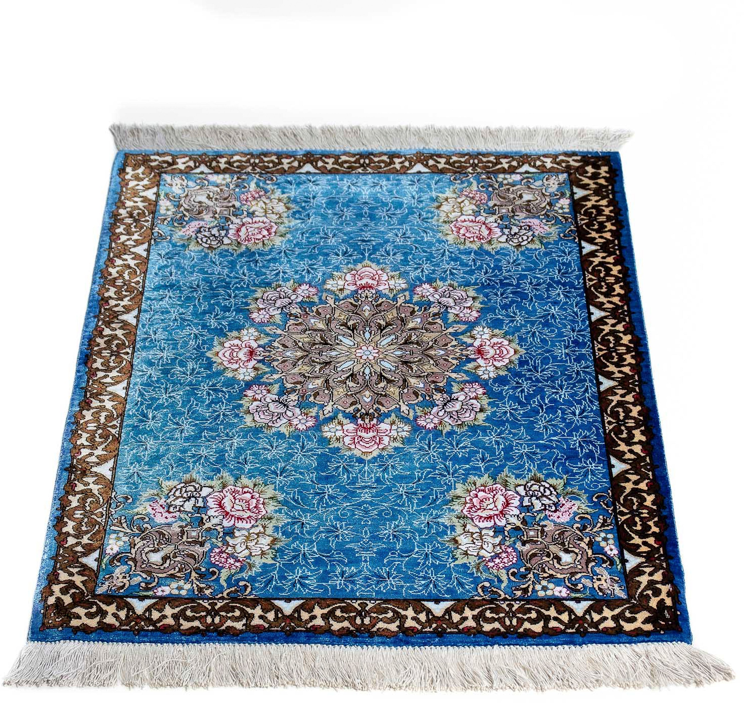 Image of morgenland Orientteppich »Perser - Ghom - 77 x 55 cm - blau«, rechteckig, 10 mm Höhe, Wohnzimmer, Handgeknüpft, Einzelstück mit Zertifikat bei Ackermann Versand Schweiz
