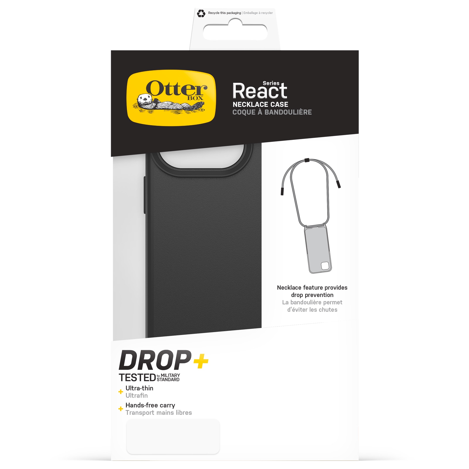 Otterbox Case zum Umhängen »React Necklace Hülle für MagSafe für Apple iPhone 15 Pro Max«, Apple iPhone 15 Pro Max, ultraschlanke, schützende Hülle mit verstellbarer Handykette
