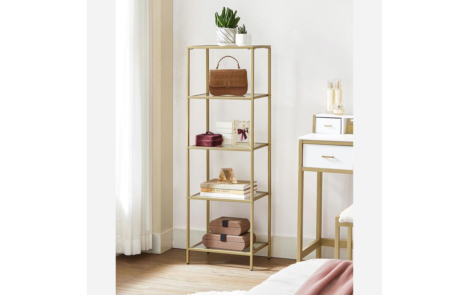 VASAGLE Regal »30 cm x 124.5 cm, Goldfarben«