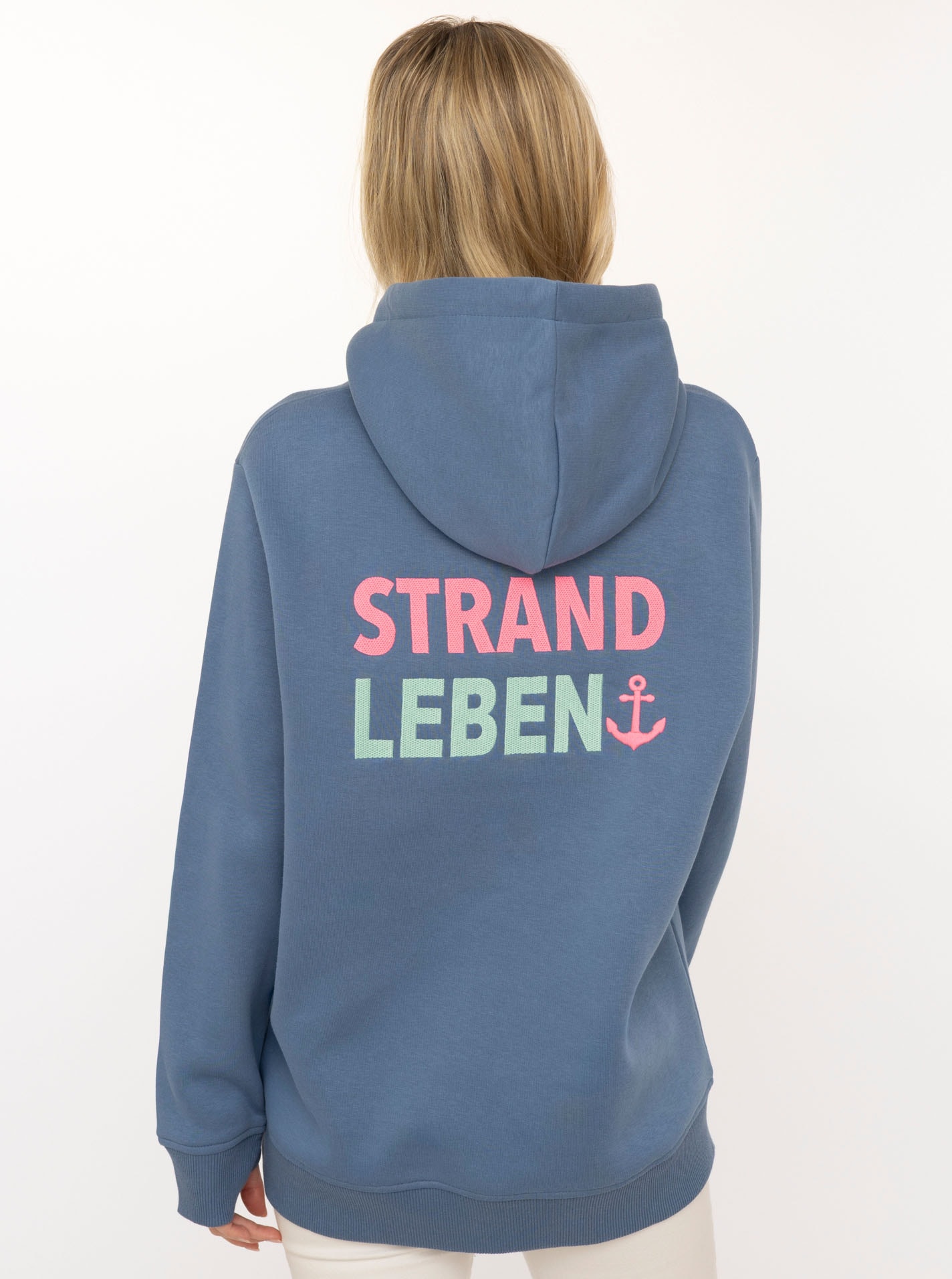 Zwillingsherz Hoodie »"Meine Heimat"«, mit aufgesticktem "Strand"-Schriftzug vorne und hinten
