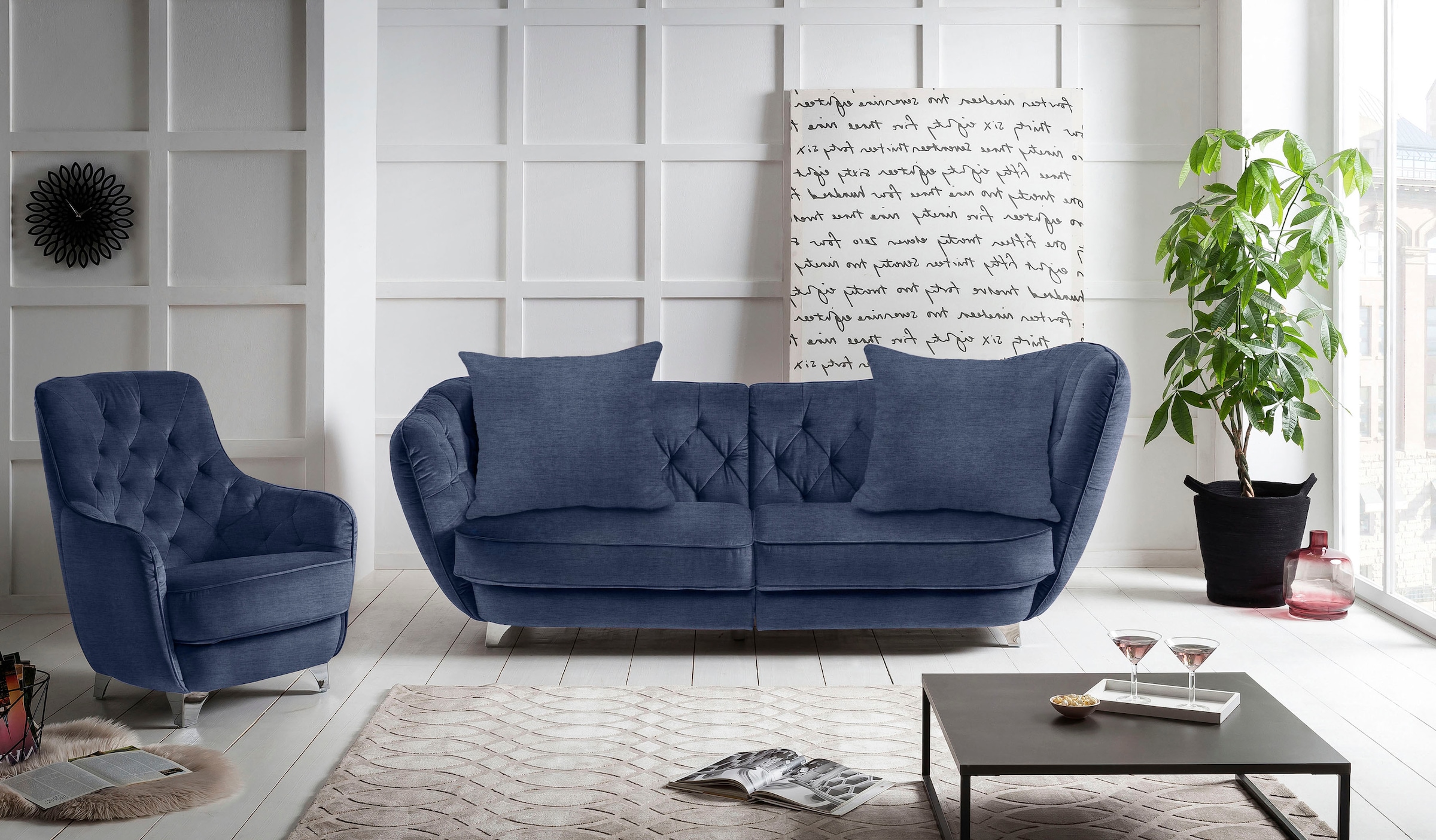 Leonique Big-Sofa »Retro« stylischer Hochlehner