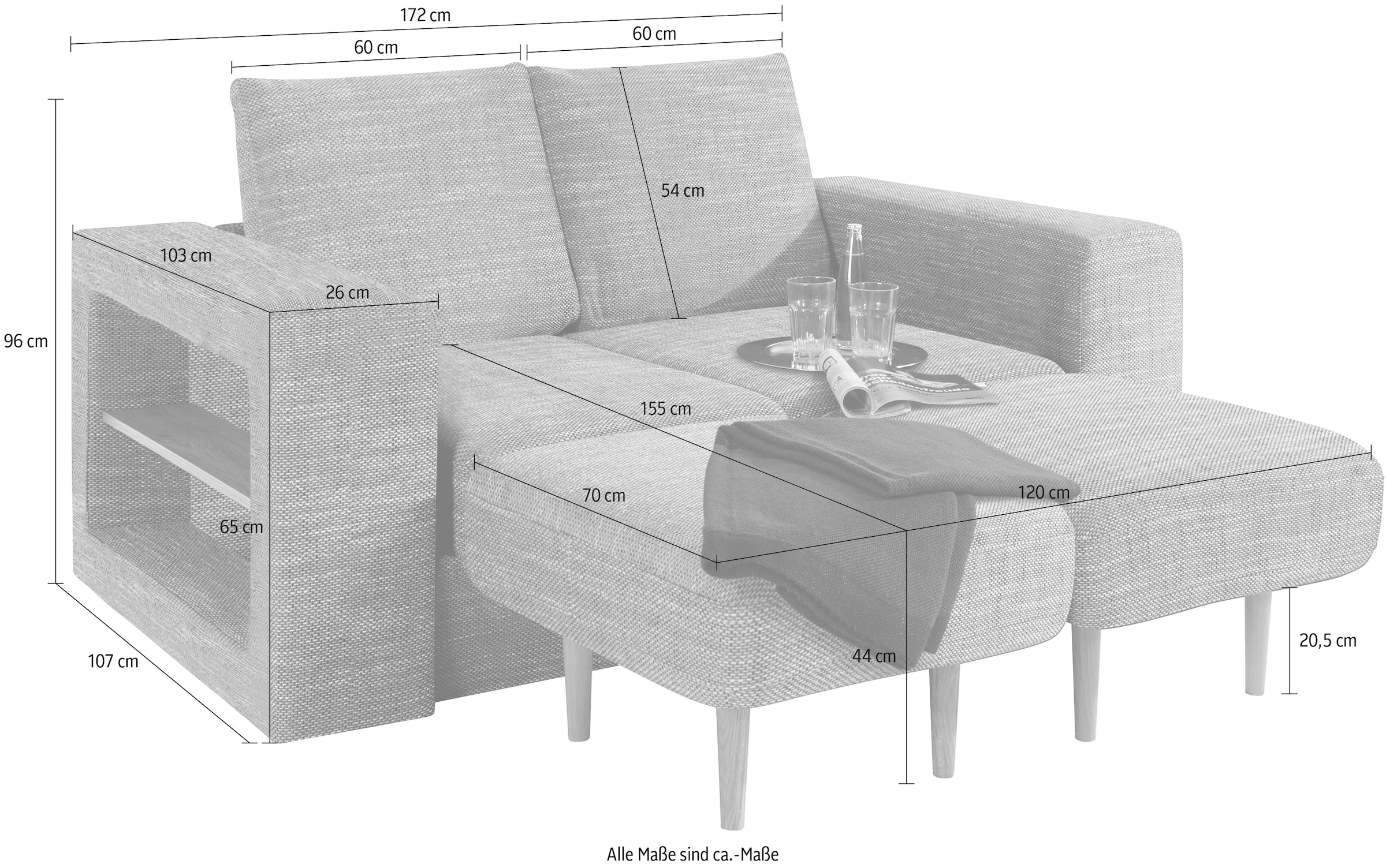 LOOKS by Wolfgang Joop 2-Sitzer »Looksvb«, Verwandlungssofa: aus Sofa wird Sofa mit 2 Hockern, mit Regalfunktion