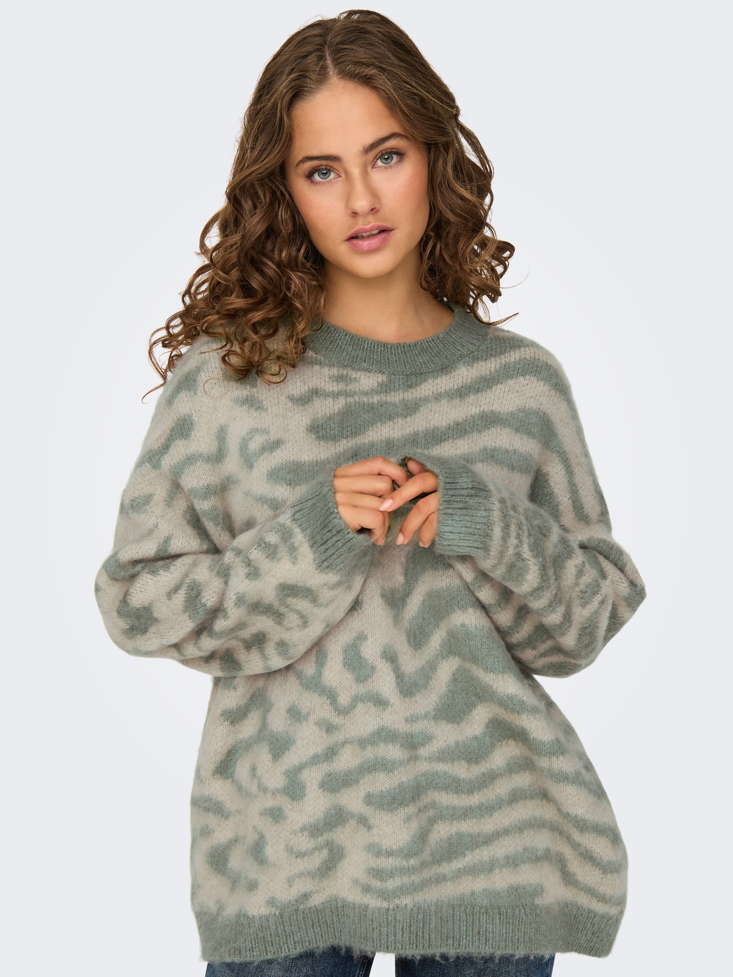ONLY Rundhalspullover »ONLWILD LS JQ LONG O-NECK CC KNT«